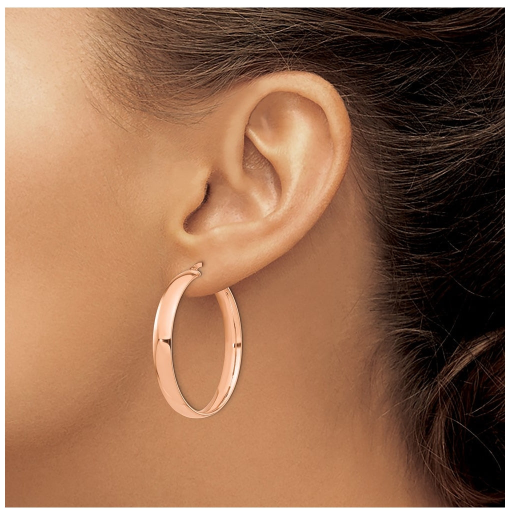 14k Rose Gold High Polished 5mm Hoop Earrings – Elegant Jewelry Gift for Birthday, Anniversary, Engagement, Wedding