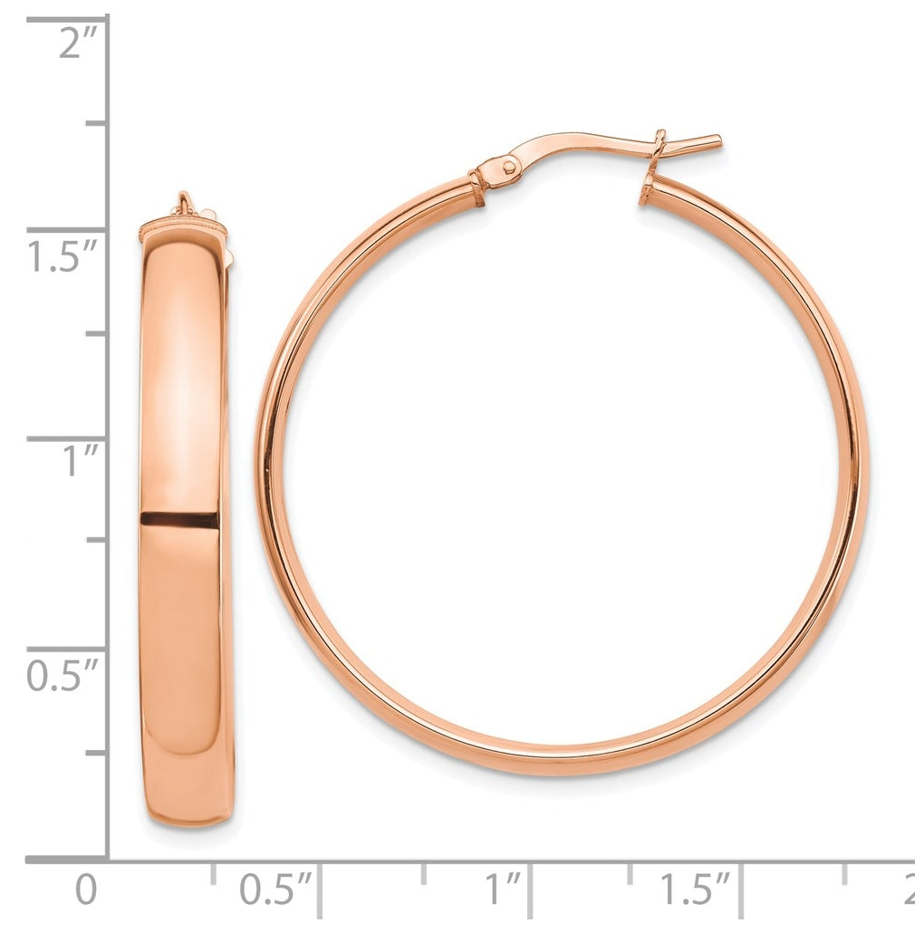 14k Rose Gold High Polished 5mm Hoop Earrings – Elegant Jewelry Gift for Birthday, Anniversary, Engagement, Wedding