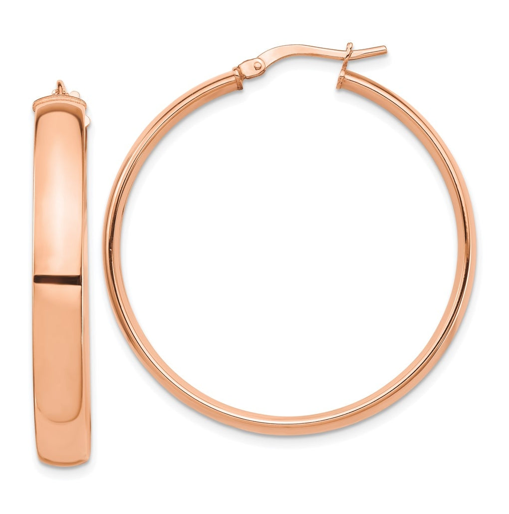 14k Rose Gold High Polished 5mm Hoop Earrings – Elegant Jewelry Gift for Birthday, Anniversary, Engagement, Wedding
