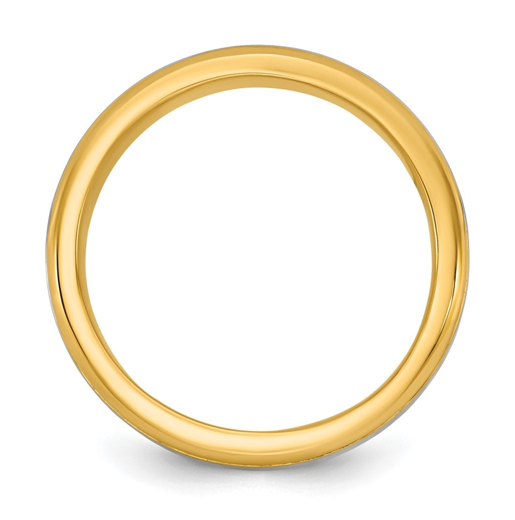 14k Two-Tone Yellow and White Gold Beveled Edge Wedding Band