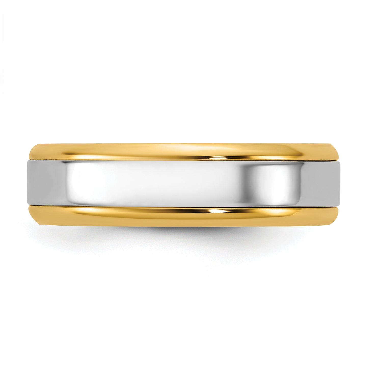 14k Two-Tone Yellow and White Gold Beveled Edge Wedding Band