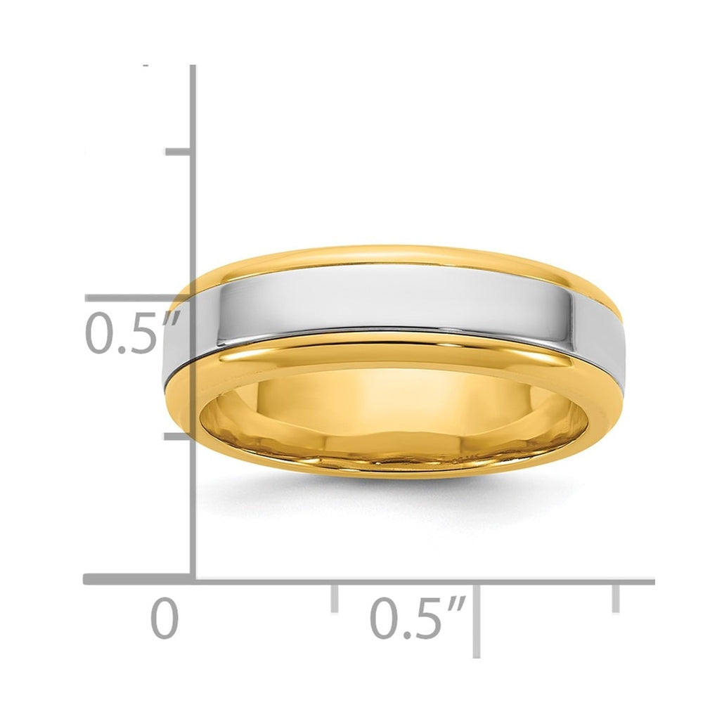 14k Two-Tone Yellow and White Gold Beveled Edge Wedding Band