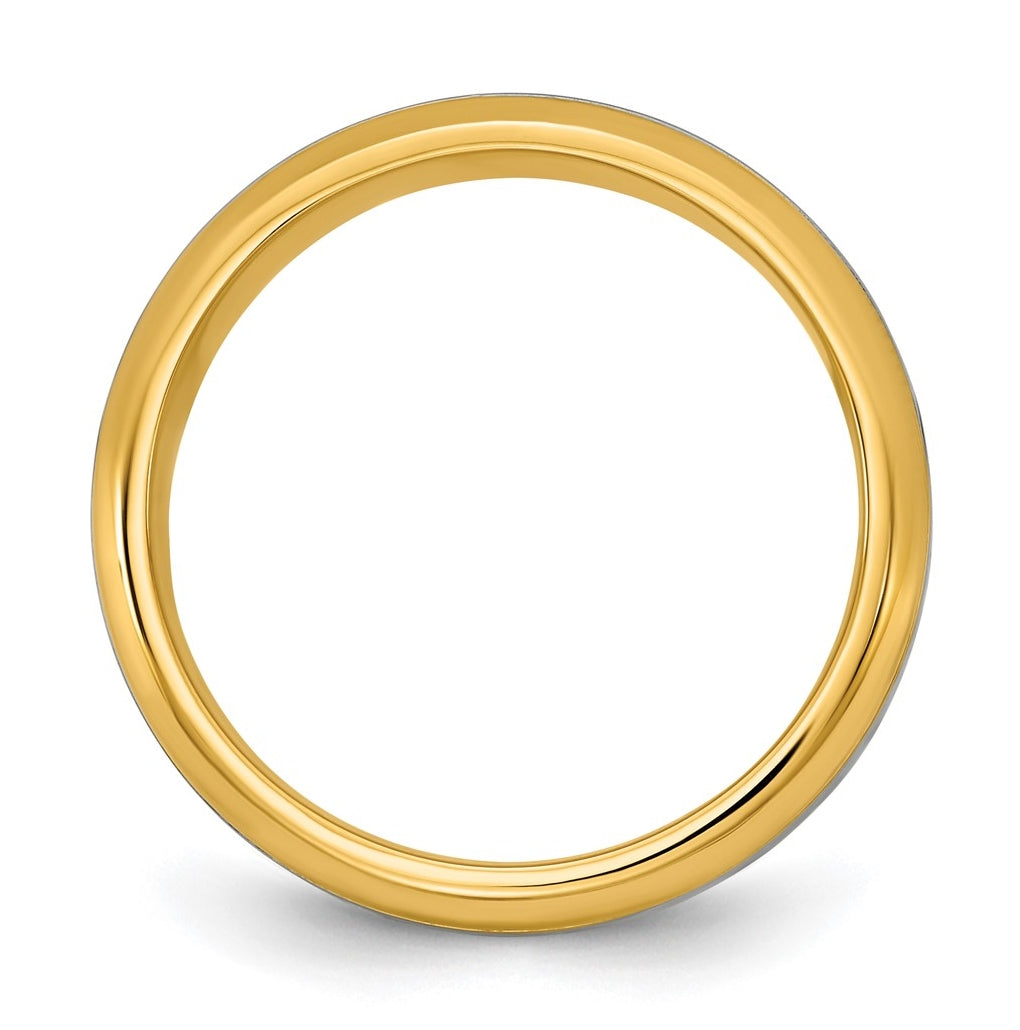 14k Two-Tone Yellow and White Gold Beveled Edge Wedding Band