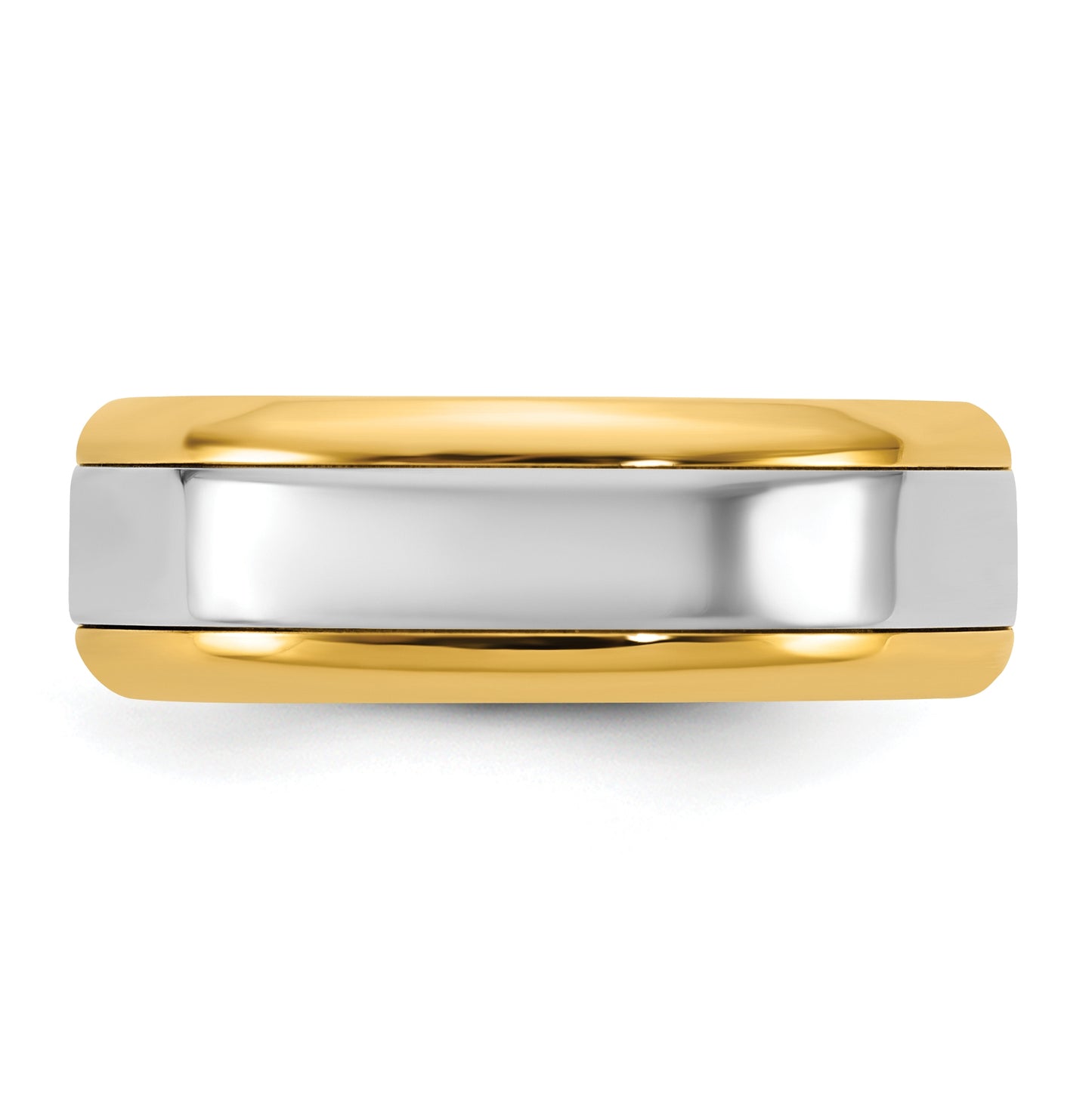 14k Two-Tone Yellow and White Gold Beveled Edge Wedding Band