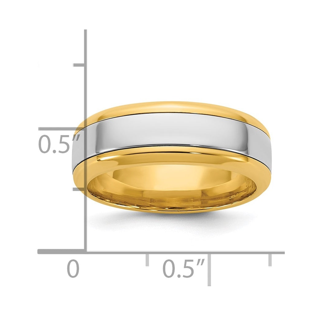 14k Two-Tone Yellow and White Gold Beveled Edge Wedding Band