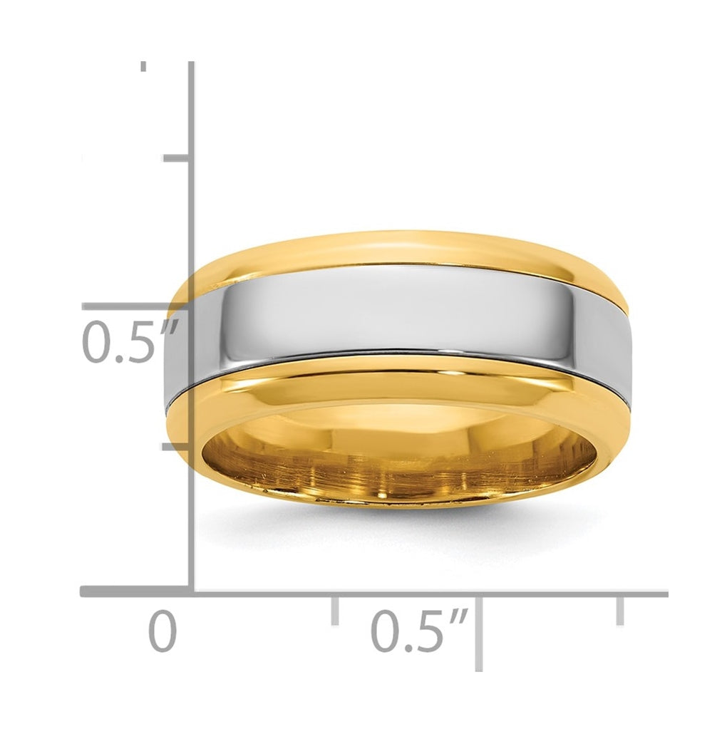 14k Two-Tone Yellow and White Gold Beveled Edge Wedding Band