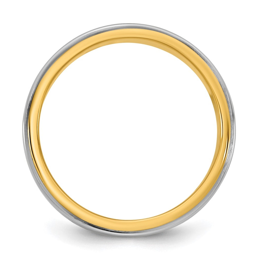 14k Two-Tone Yellow and White Gold Step Edge Wedding Band