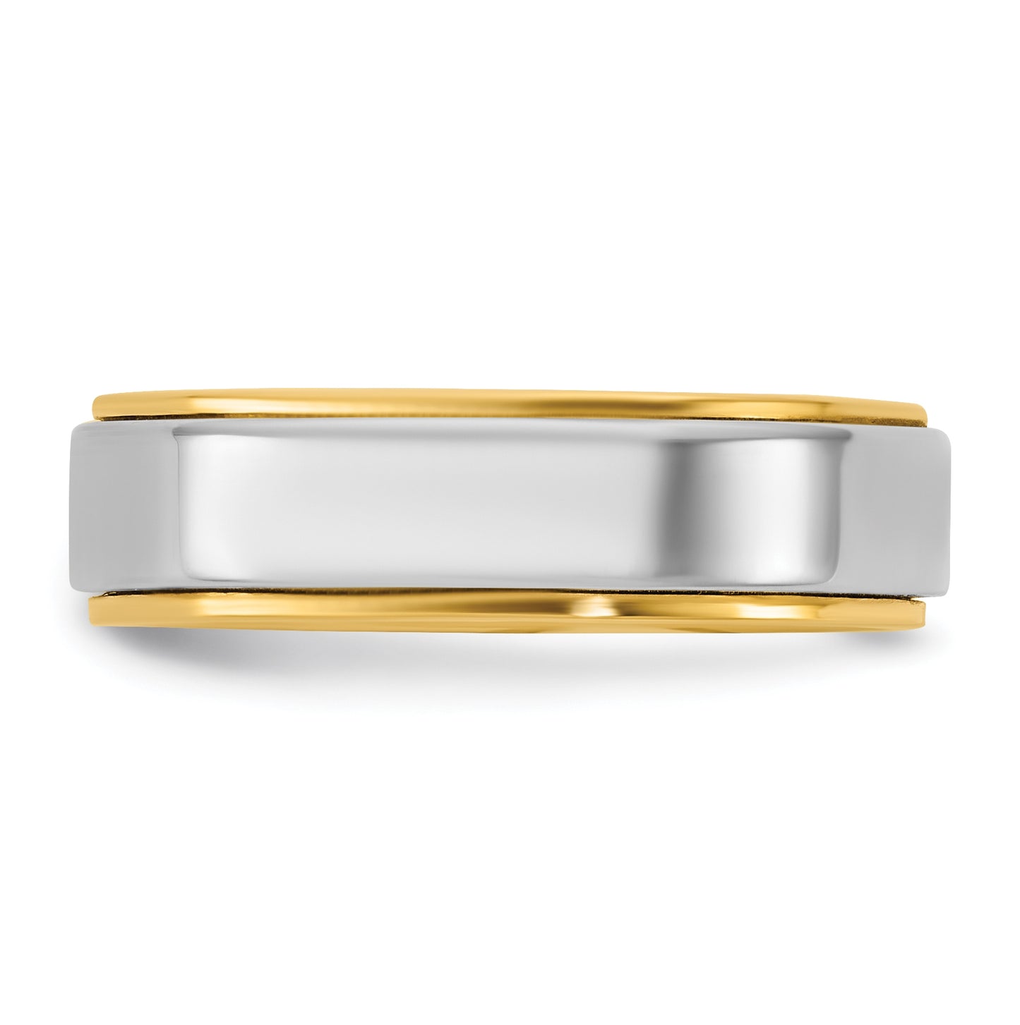 14k Two-Tone Yellow and White Gold Step Edge Wedding Band