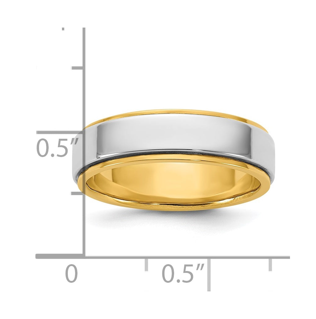 14k Two-Tone Yellow and White Gold Step Edge Wedding Band