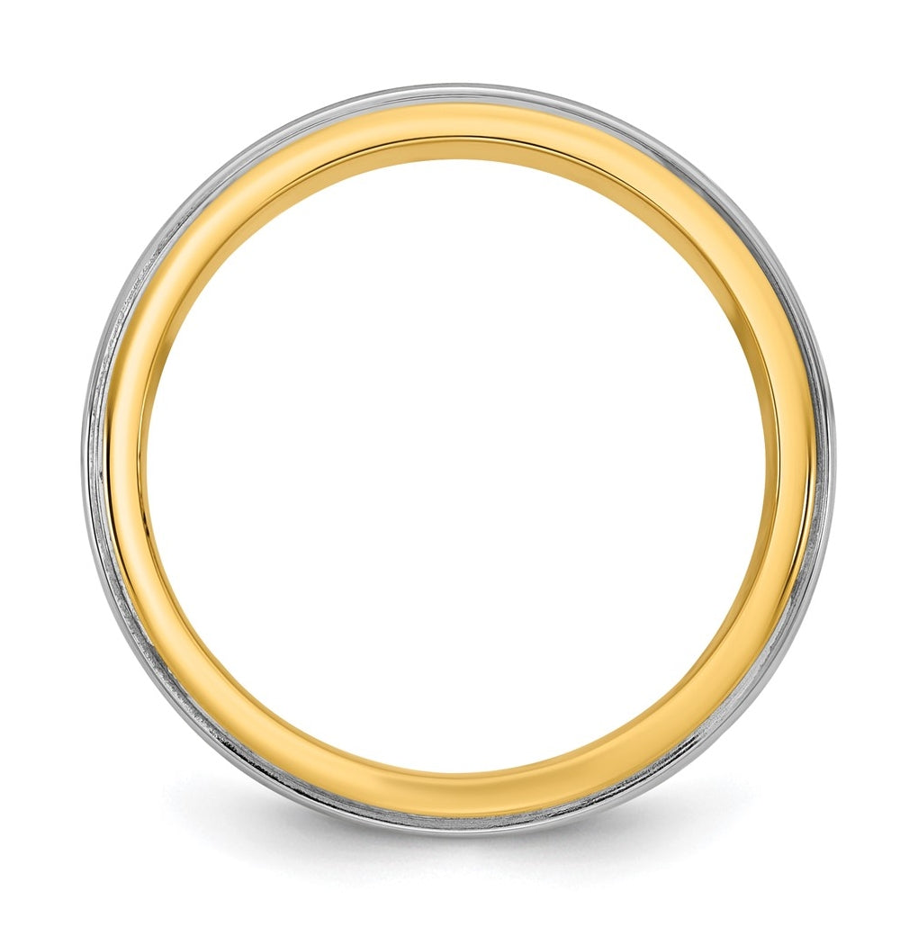 14k Two-Tone Yellow and White Gold Step Edge Wedding Band