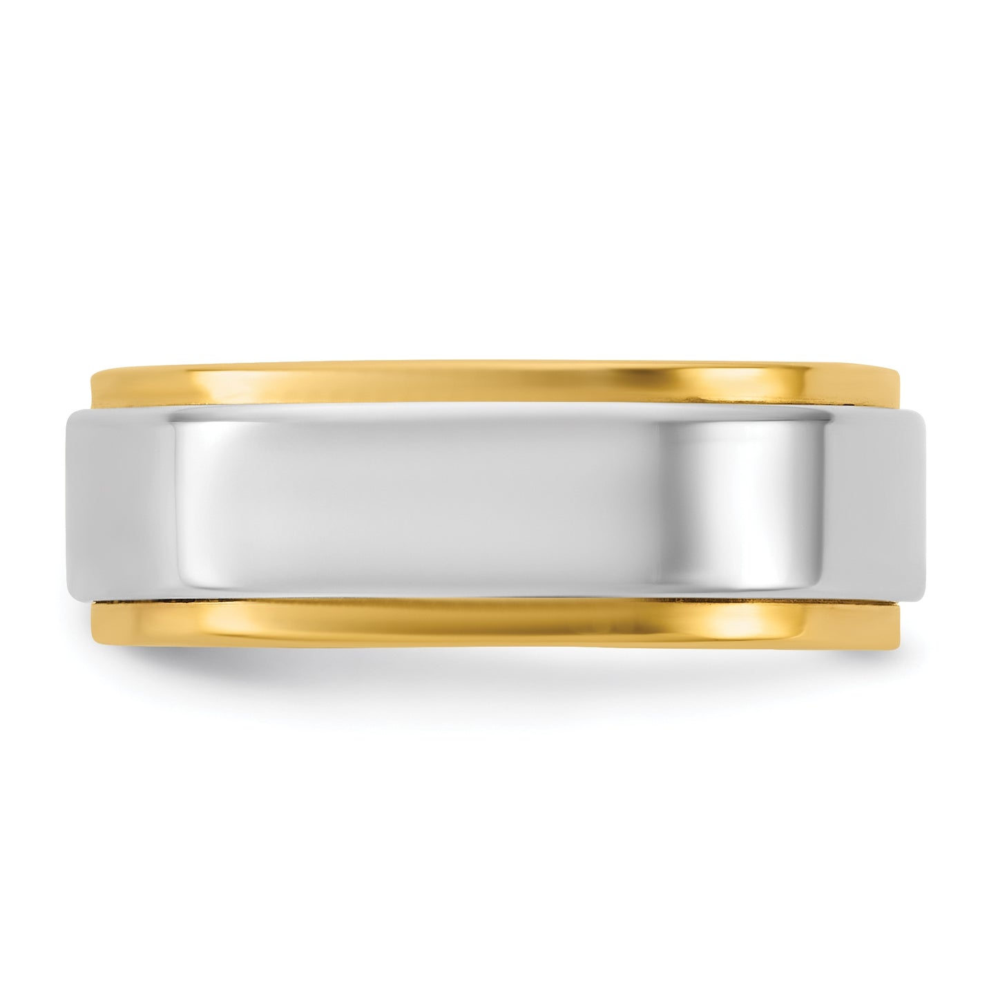 14k Two-Tone Yellow and White Gold Step Edge Wedding Band