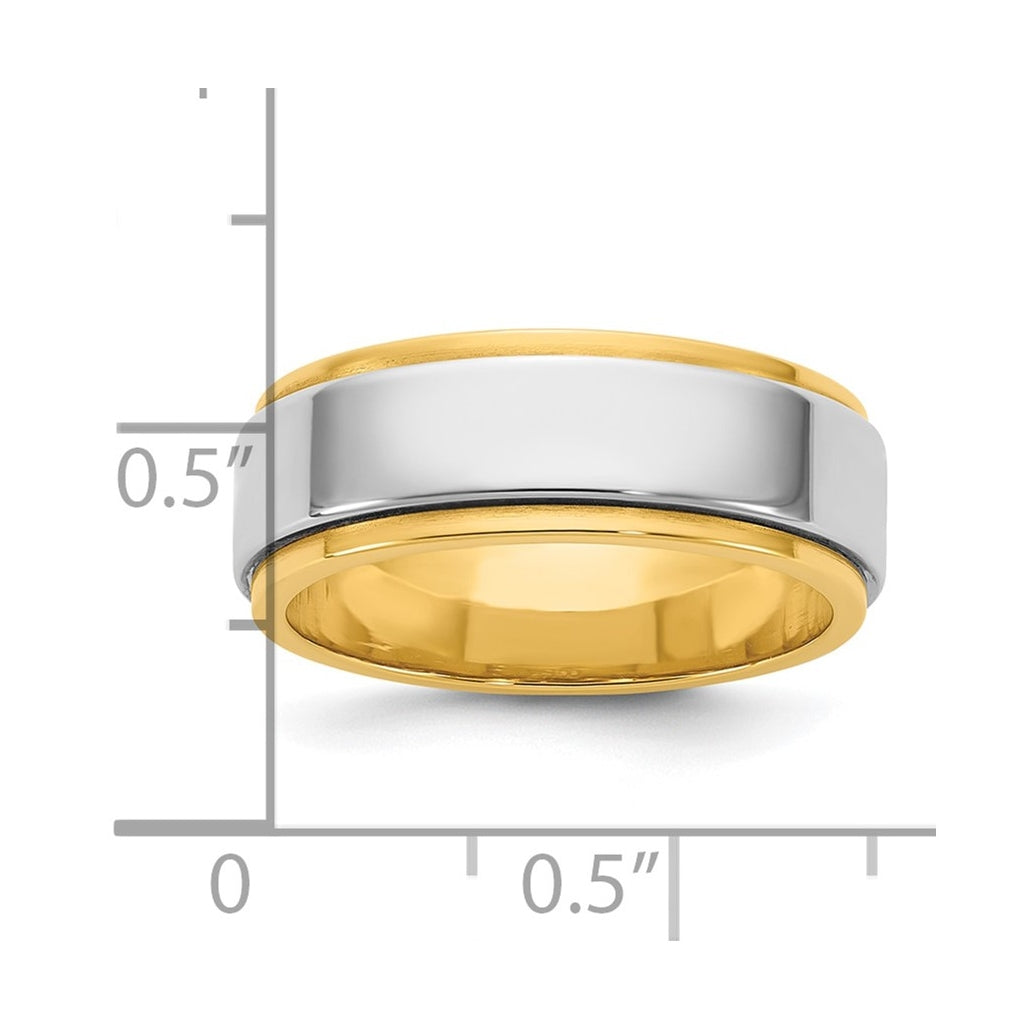 14k Two-Tone Yellow and White Gold Step Edge Wedding Band