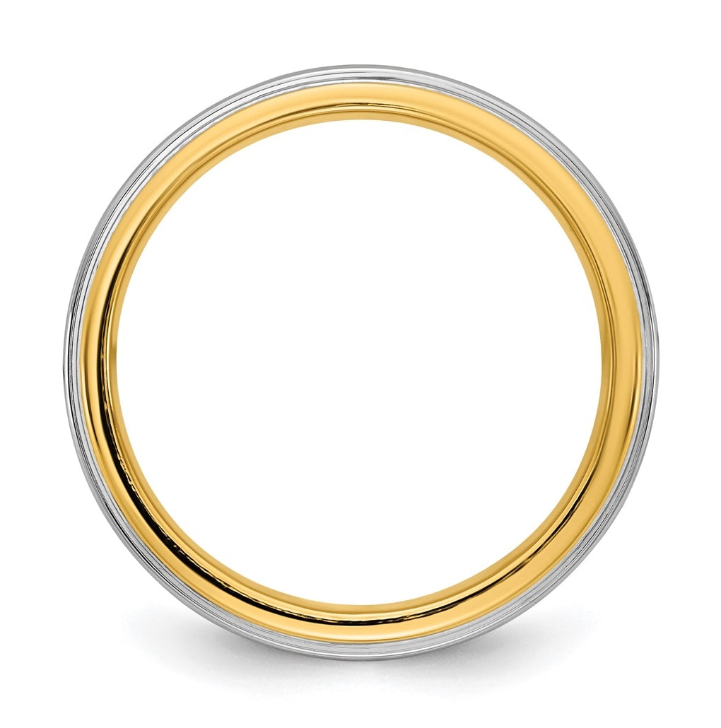 14k Two-Tone Yellow and White Gold Step Edge Wedding Band
