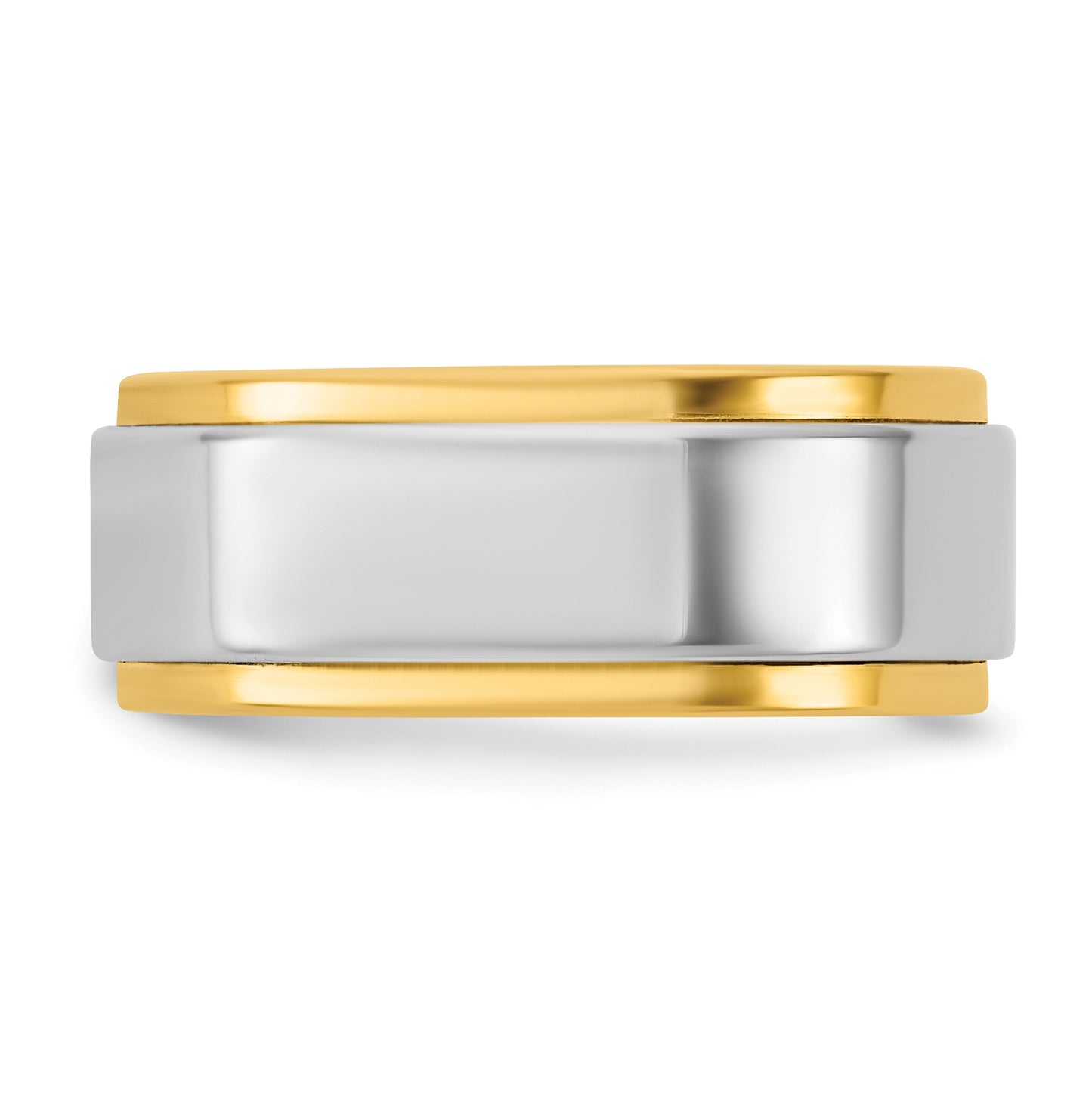 14k Two-Tone Yellow and White Gold Step Edge Wedding Band