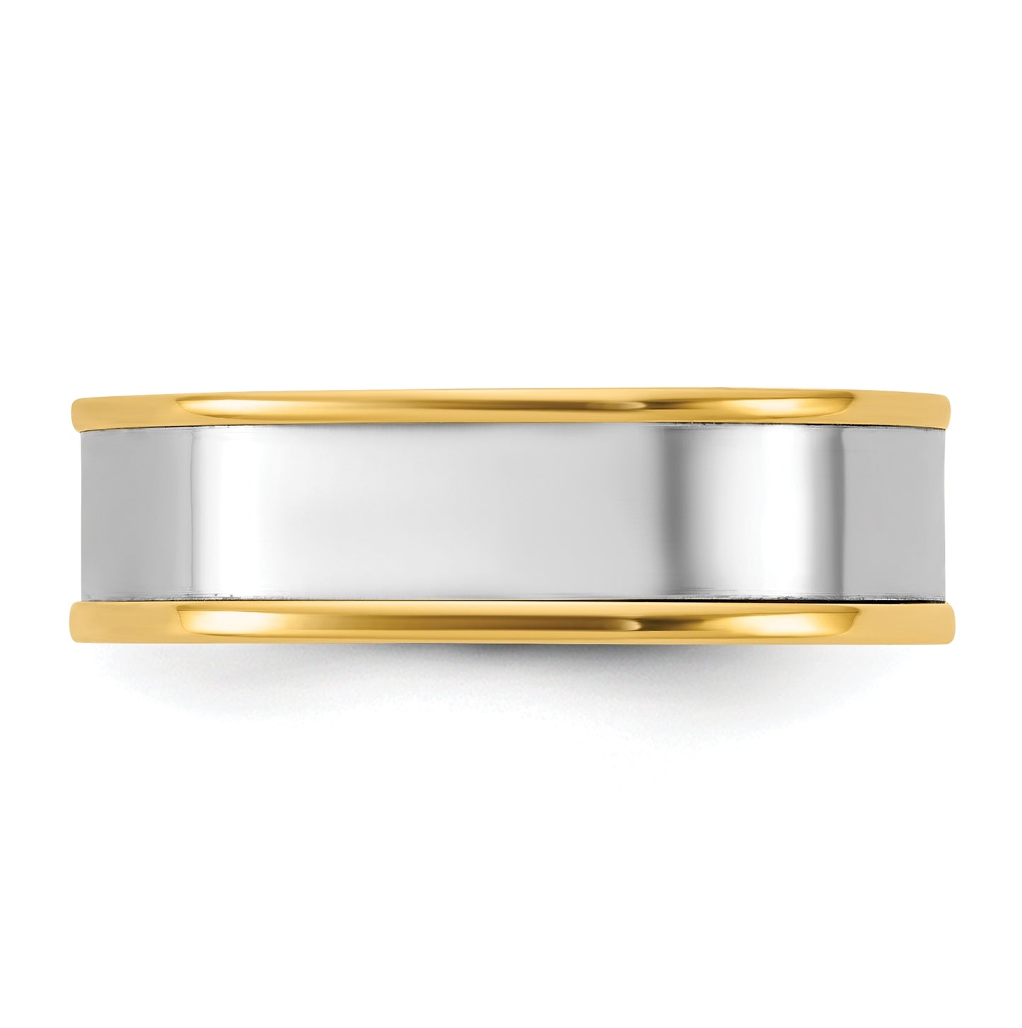 14k Two-Tone Yellow and White Gold Step Up Flat Edge Wedding Band