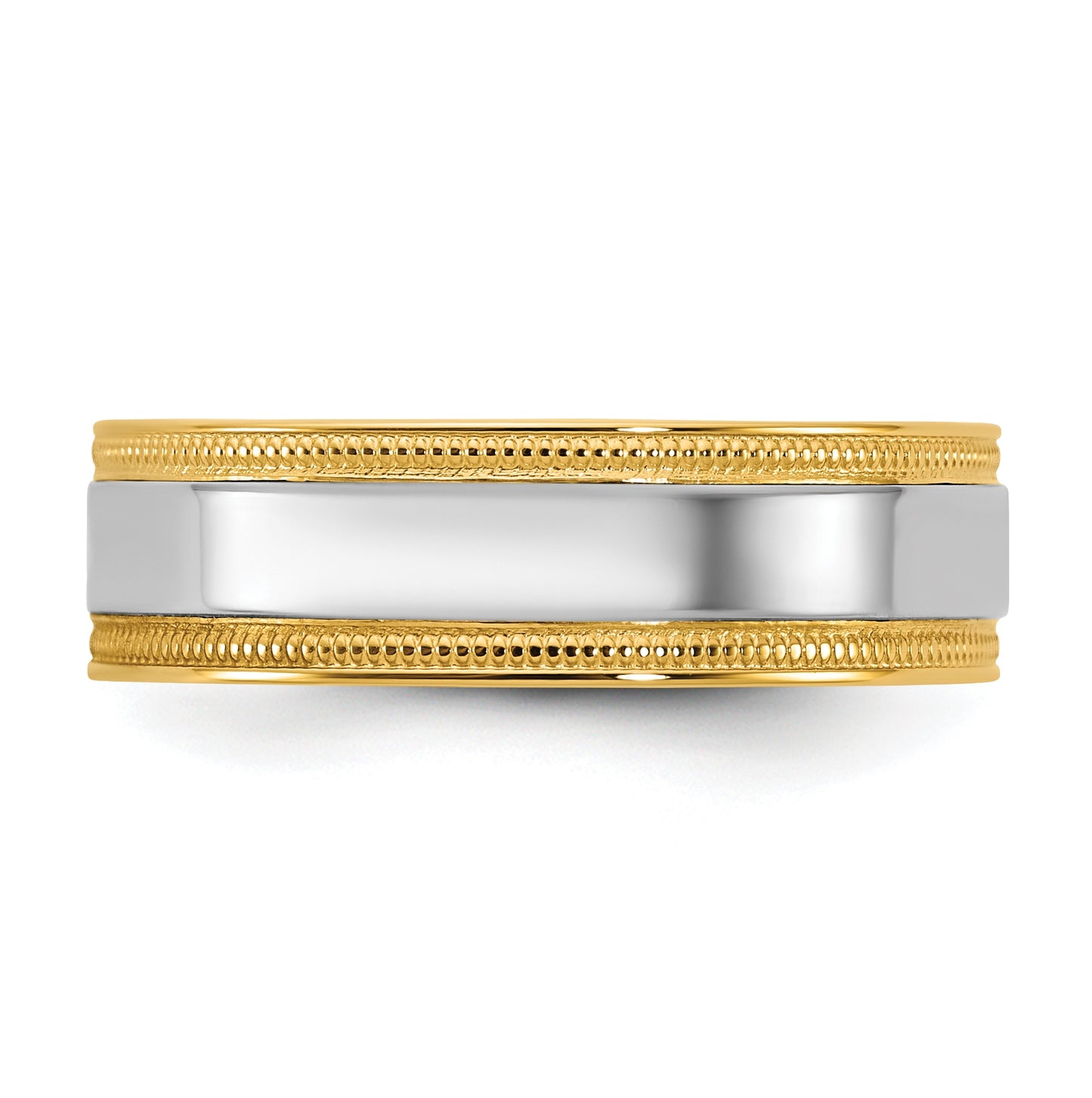 14k Two-Tone Yellow and White Gold Milgrain Wedding Band