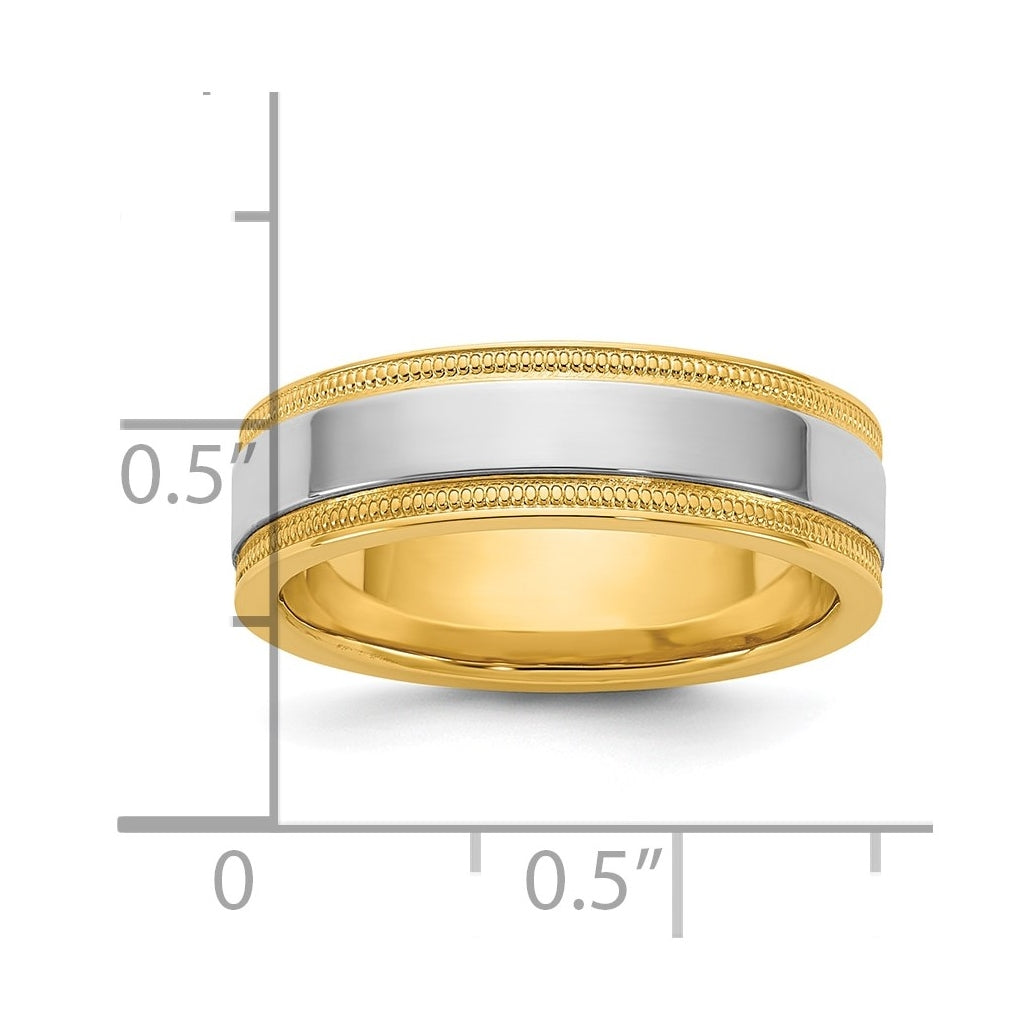 14k Two-Tone Yellow and White Gold Milgrain Wedding Band