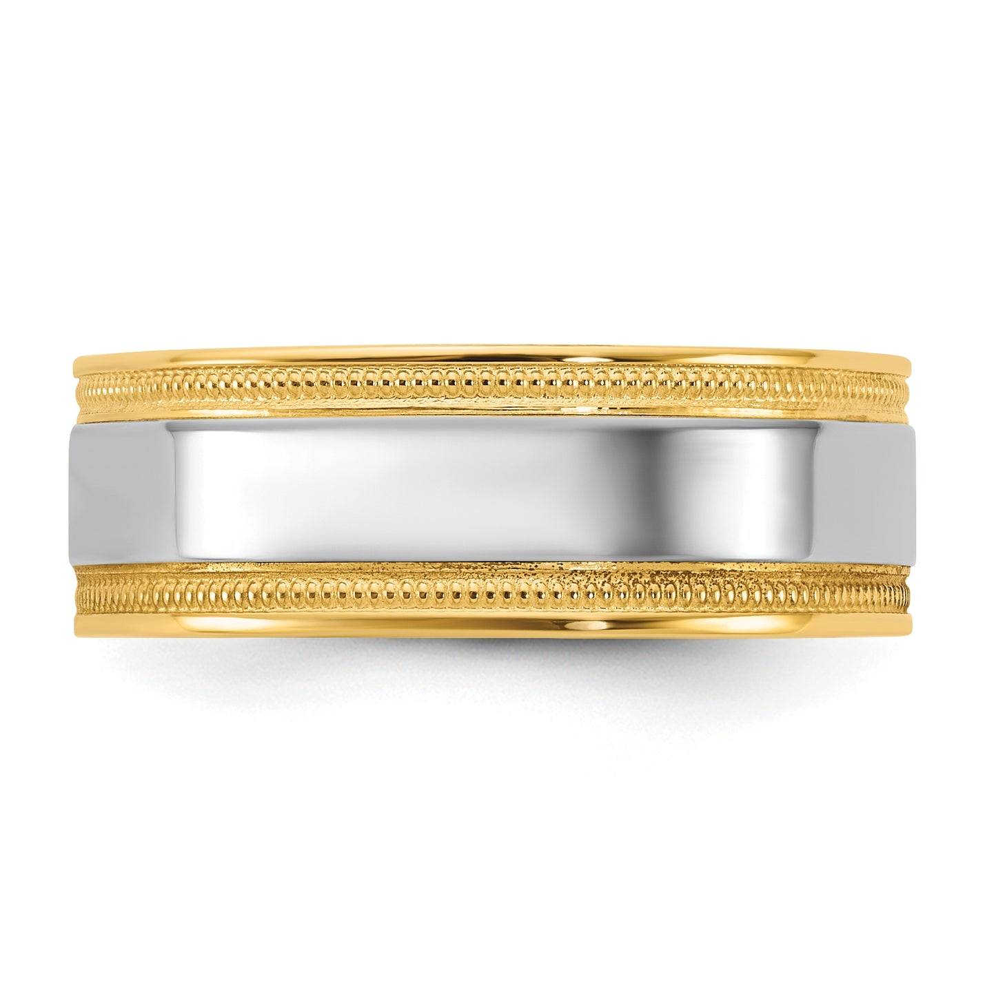 14k Two-Tone Yellow and White Gold Milgrain Wedding Band