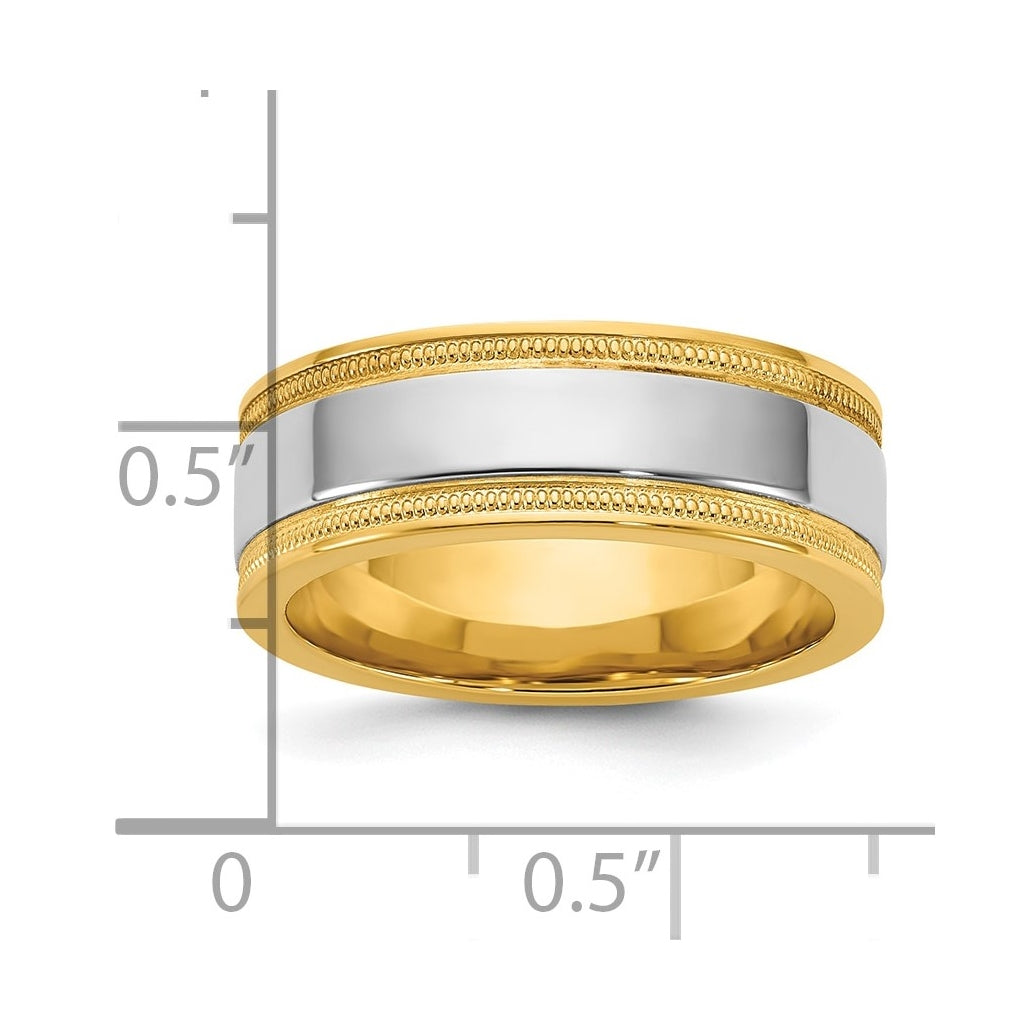 14k Two-Tone Yellow and White Gold Milgrain Wedding Band
