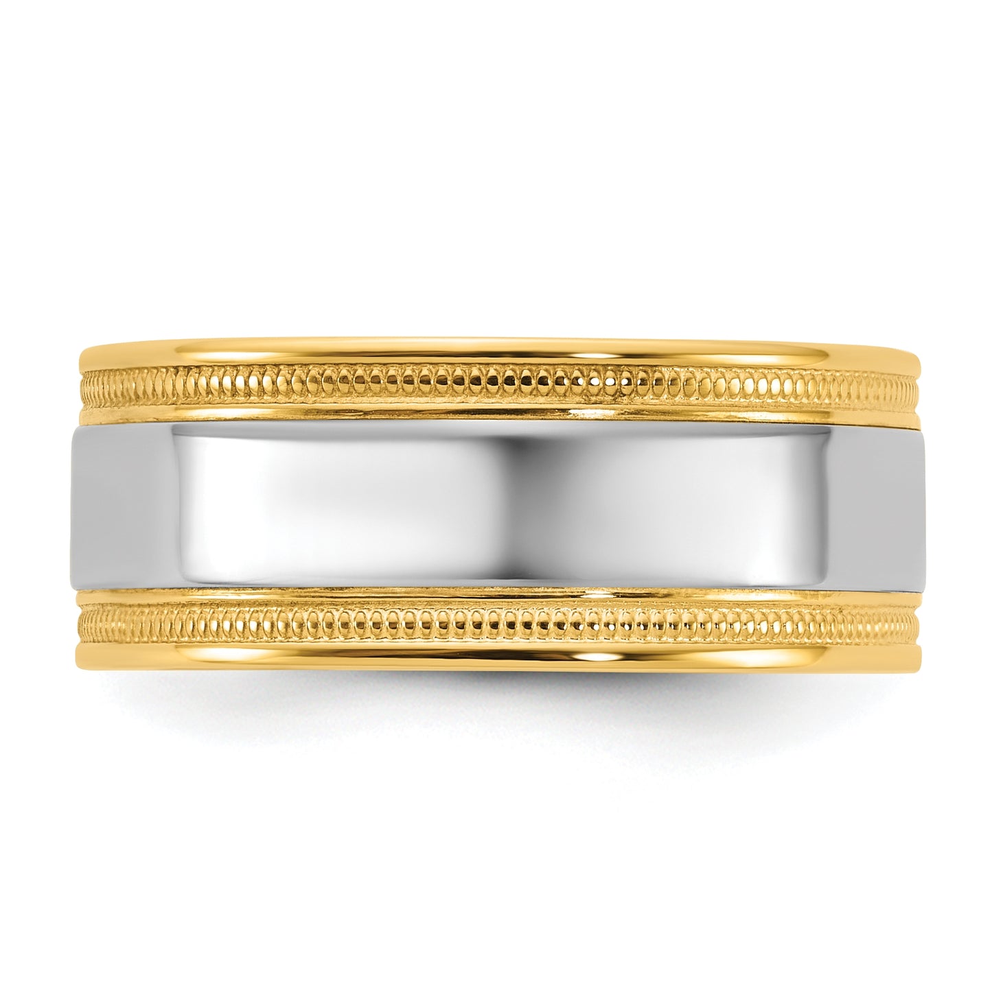 14k Two-Tone Yellow and White Gold Milgrain Wedding Band