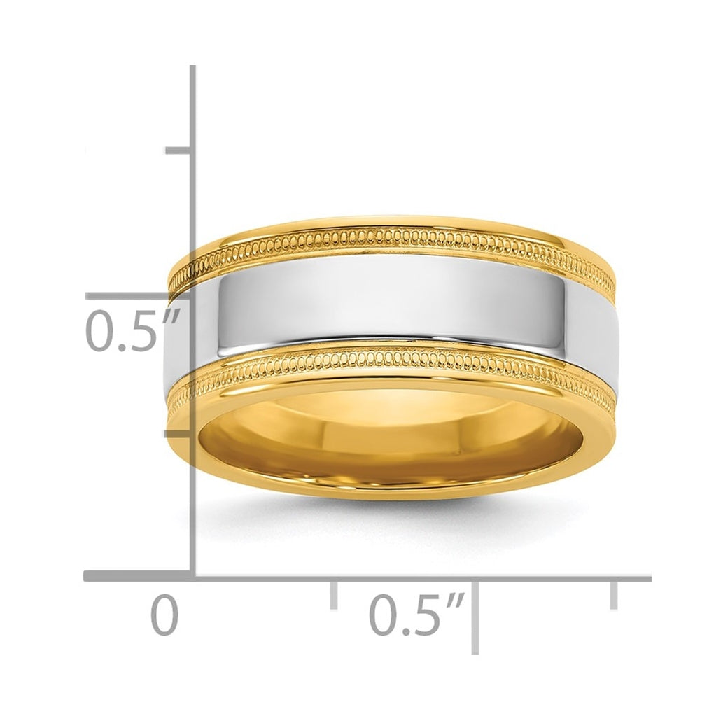 14k Two-Tone Yellow and White Gold Milgrain Wedding Band