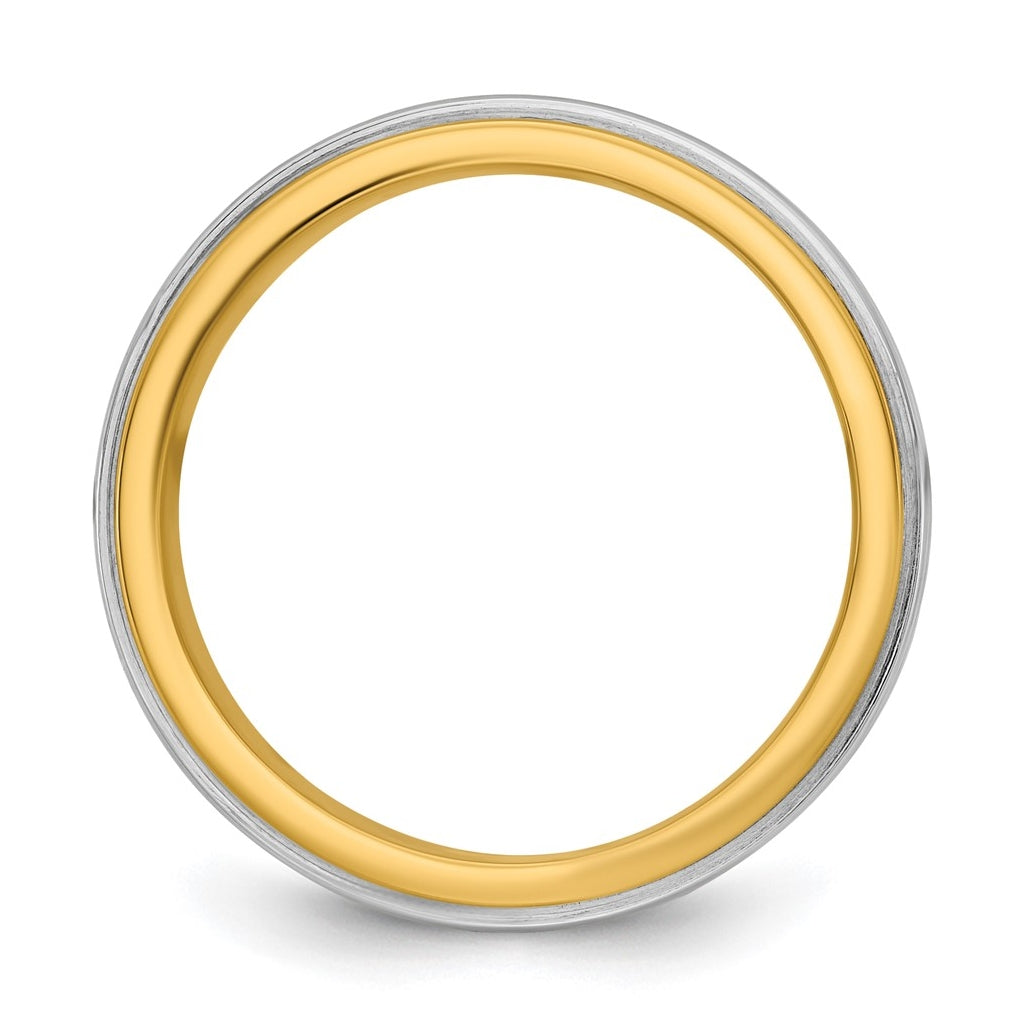 14k Two-Tone Yellow and White Gold Double Banded Wedding Band