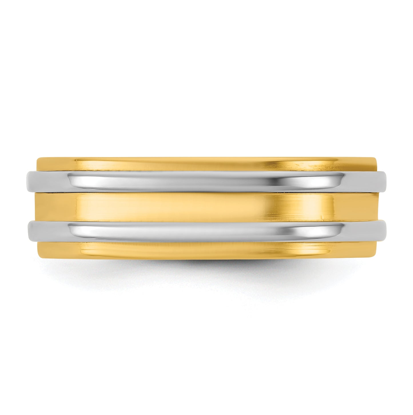 14k Two-Tone Yellow and White Gold Double Banded Wedding Band