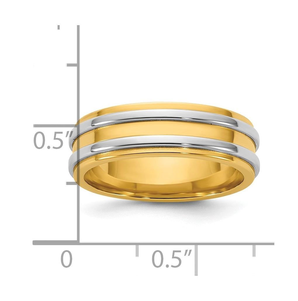 14k Two-Tone Yellow and White Gold Double Banded Wedding Band