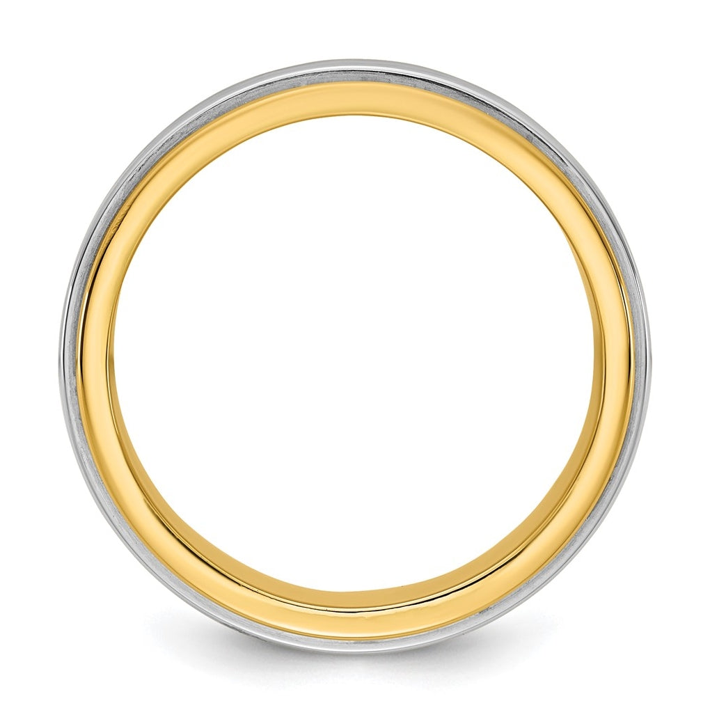 14k Two-Tone Yellow and White Gold Double Banded Wedding Band