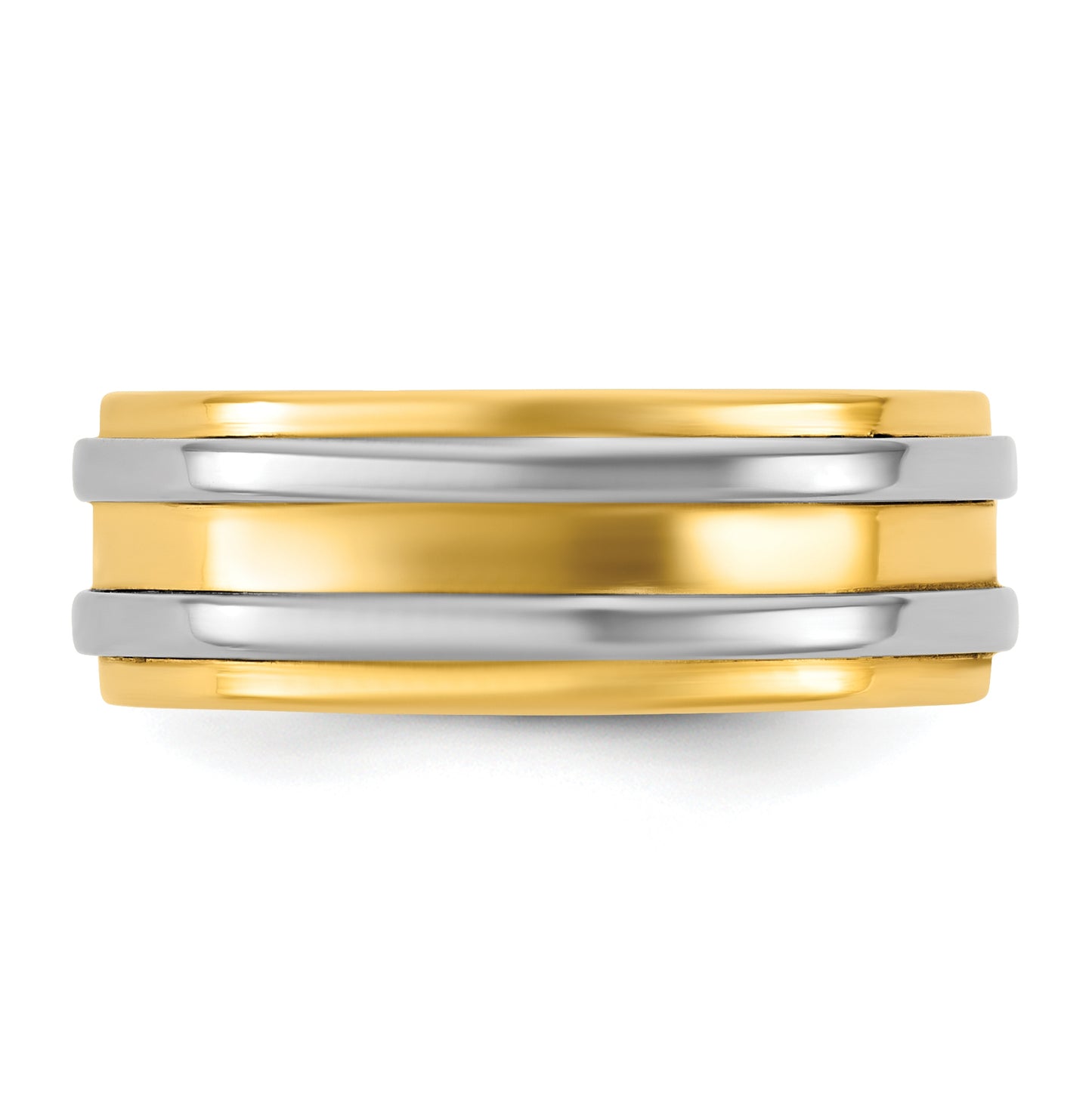 14k Two-Tone Yellow and White Gold Double Banded Wedding Band