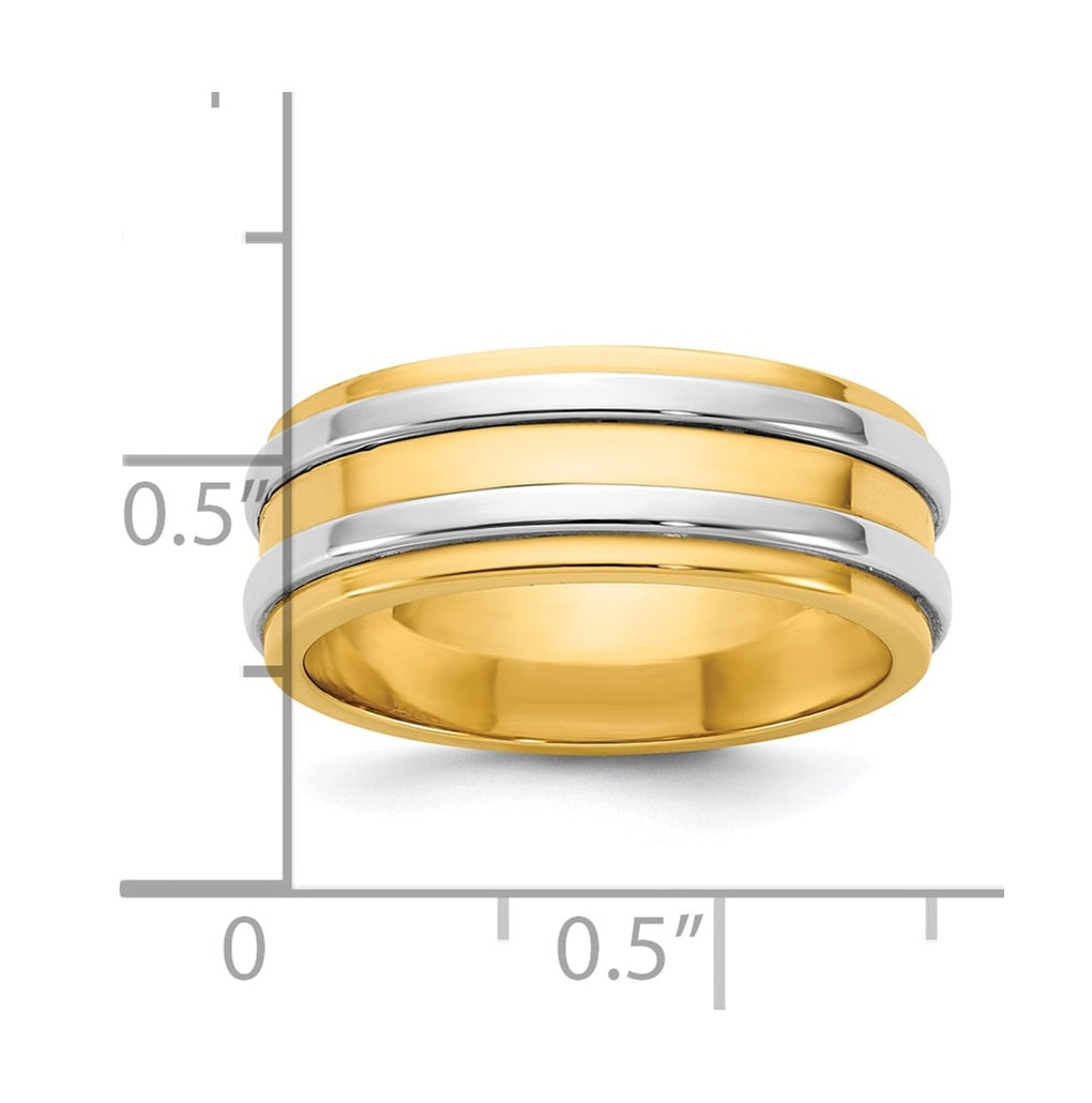 14k Two-Tone Yellow and White Gold Double Banded Wedding Band
