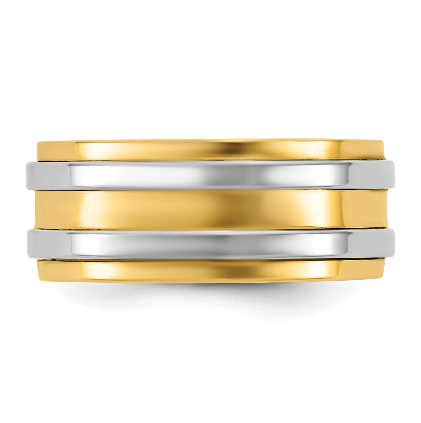 14k Two-Tone Yellow and White Gold Double Banded Wedding Band