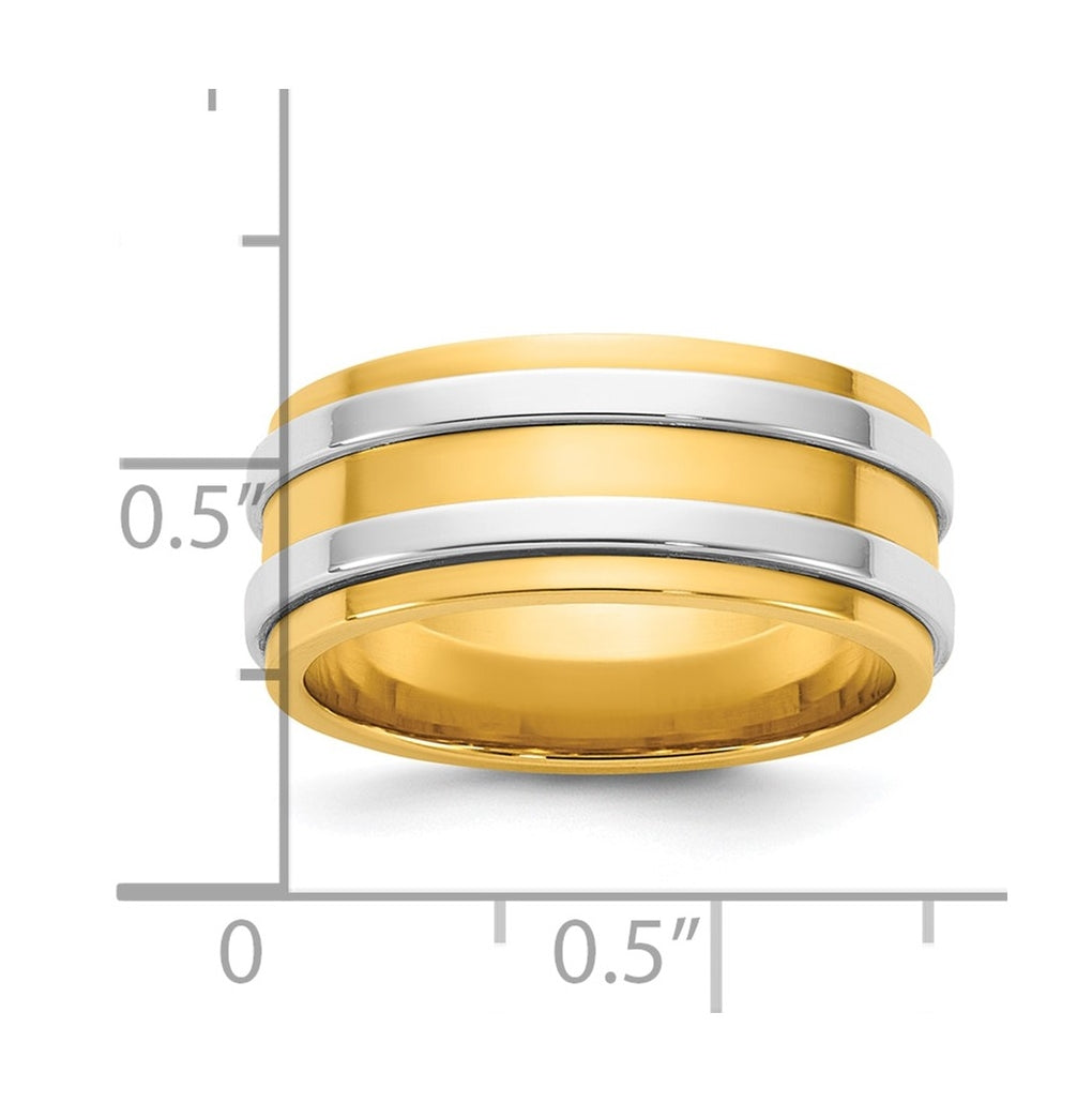 14k Two-Tone Yellow and White Gold Double Banded Wedding Band
