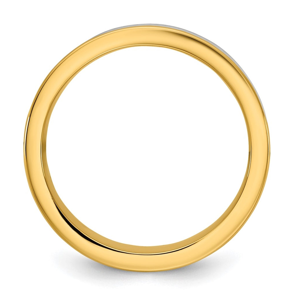 14k Two-Tone Yellow and White Gold Step Up Beveled Wedding Band