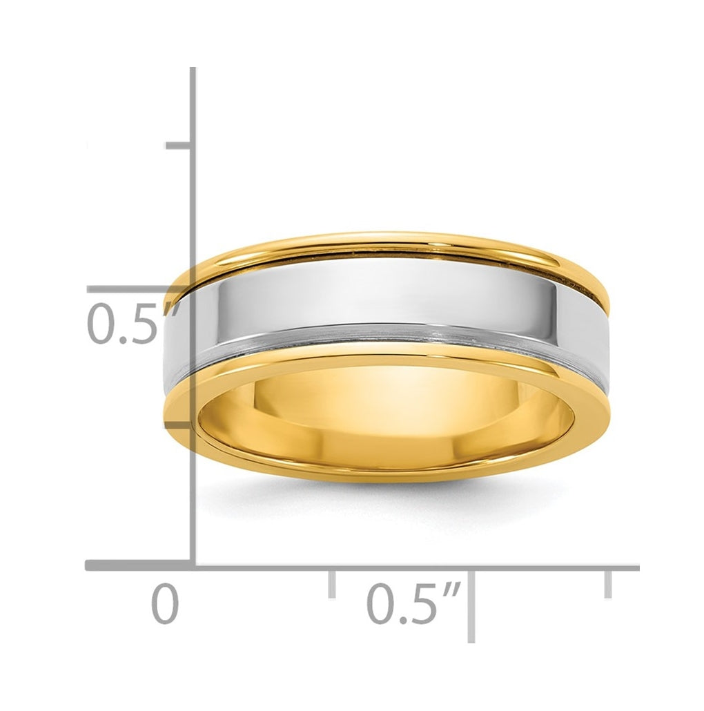 14k Two-Tone Yellow and White Gold Step Up Beveled Wedding Band