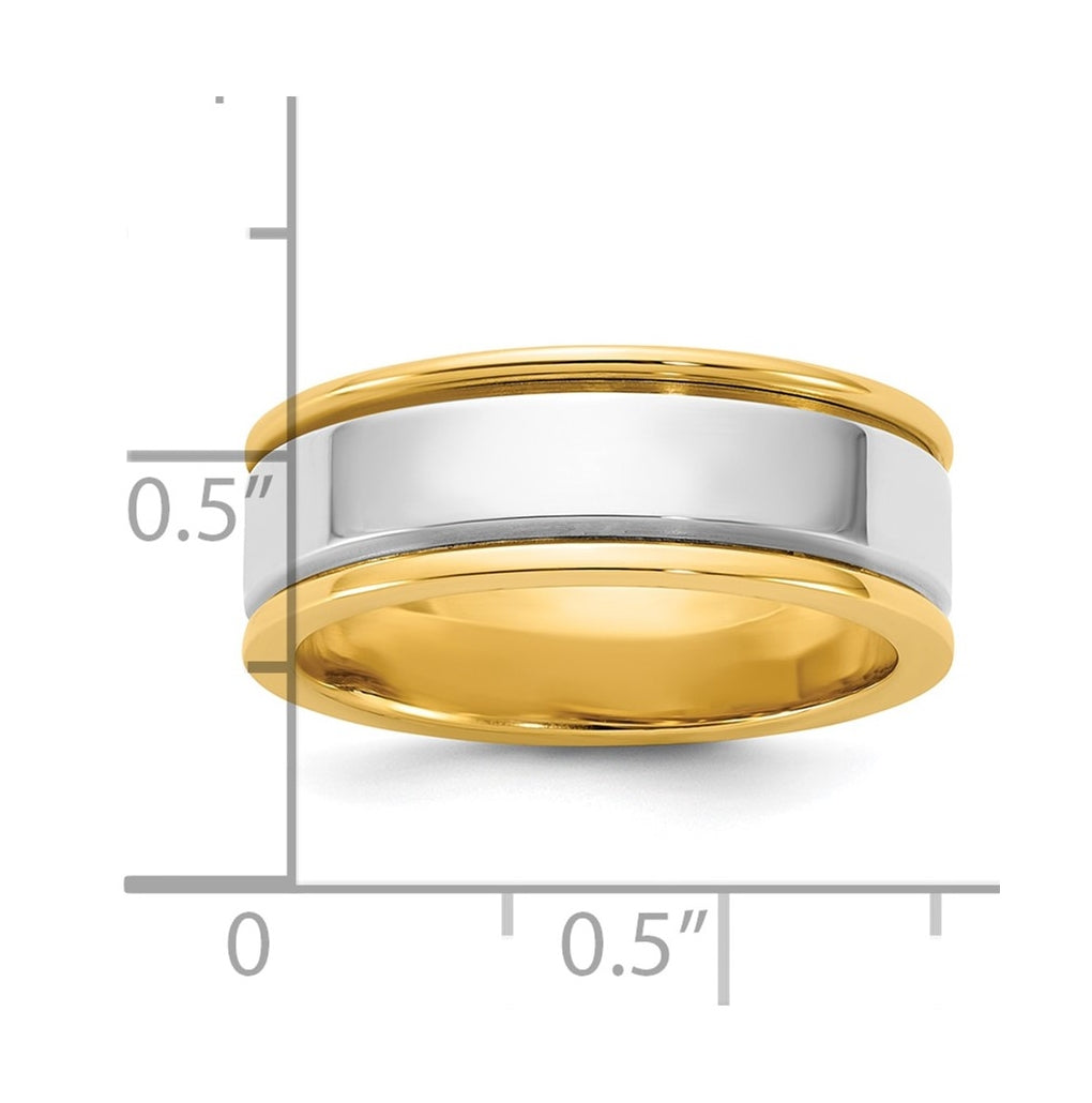 14k Two-Tone Yellow and White Gold Step Up Beveled Wedding Band
