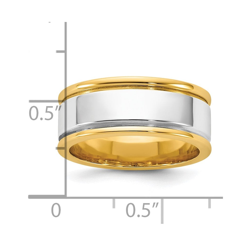 14k Two-Tone Yellow and White Gold Step Up Beveled Wedding Band