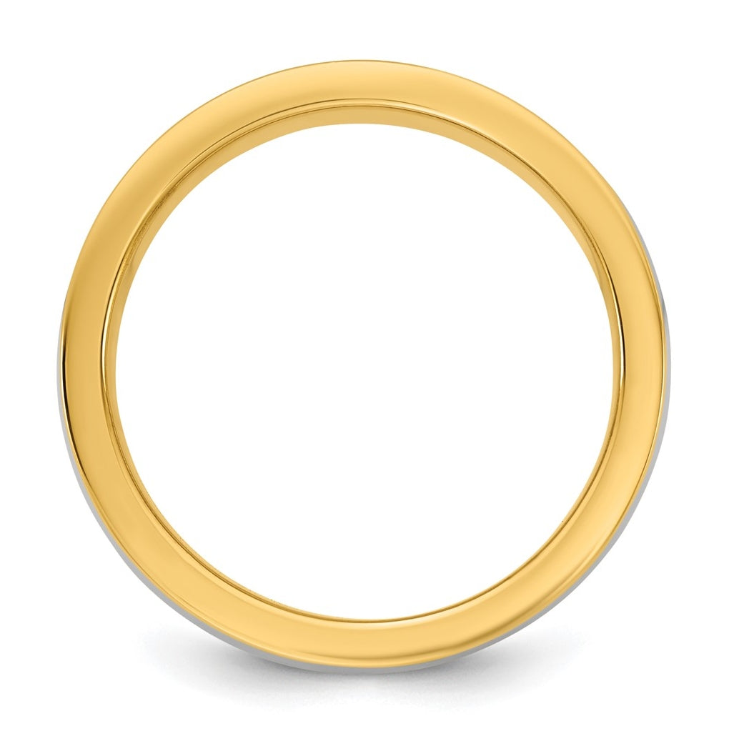 14k Two-Tone Y/W Half Round Wedding Band