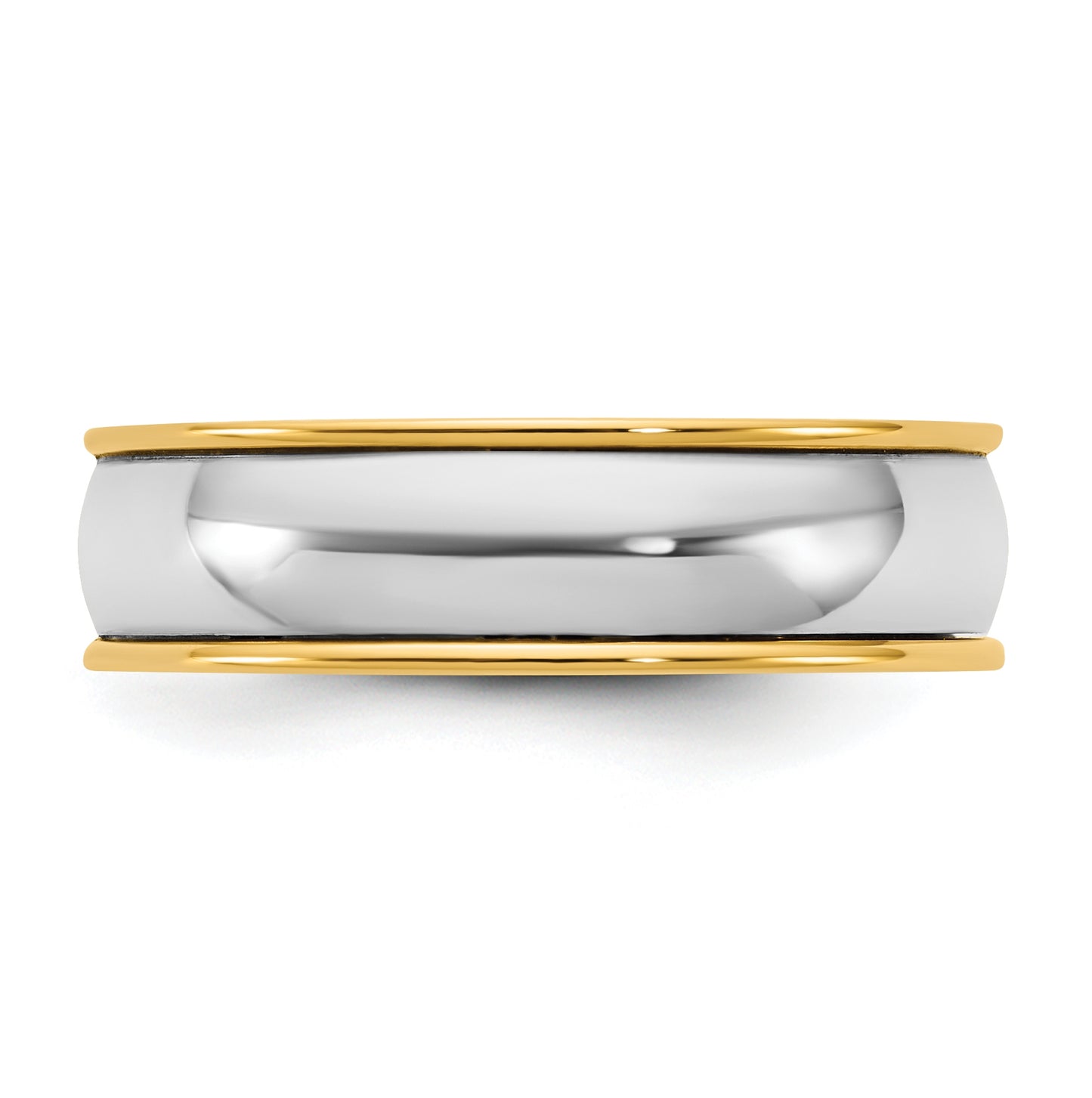 14k Two-Tone Y/W Half Round Wedding Band