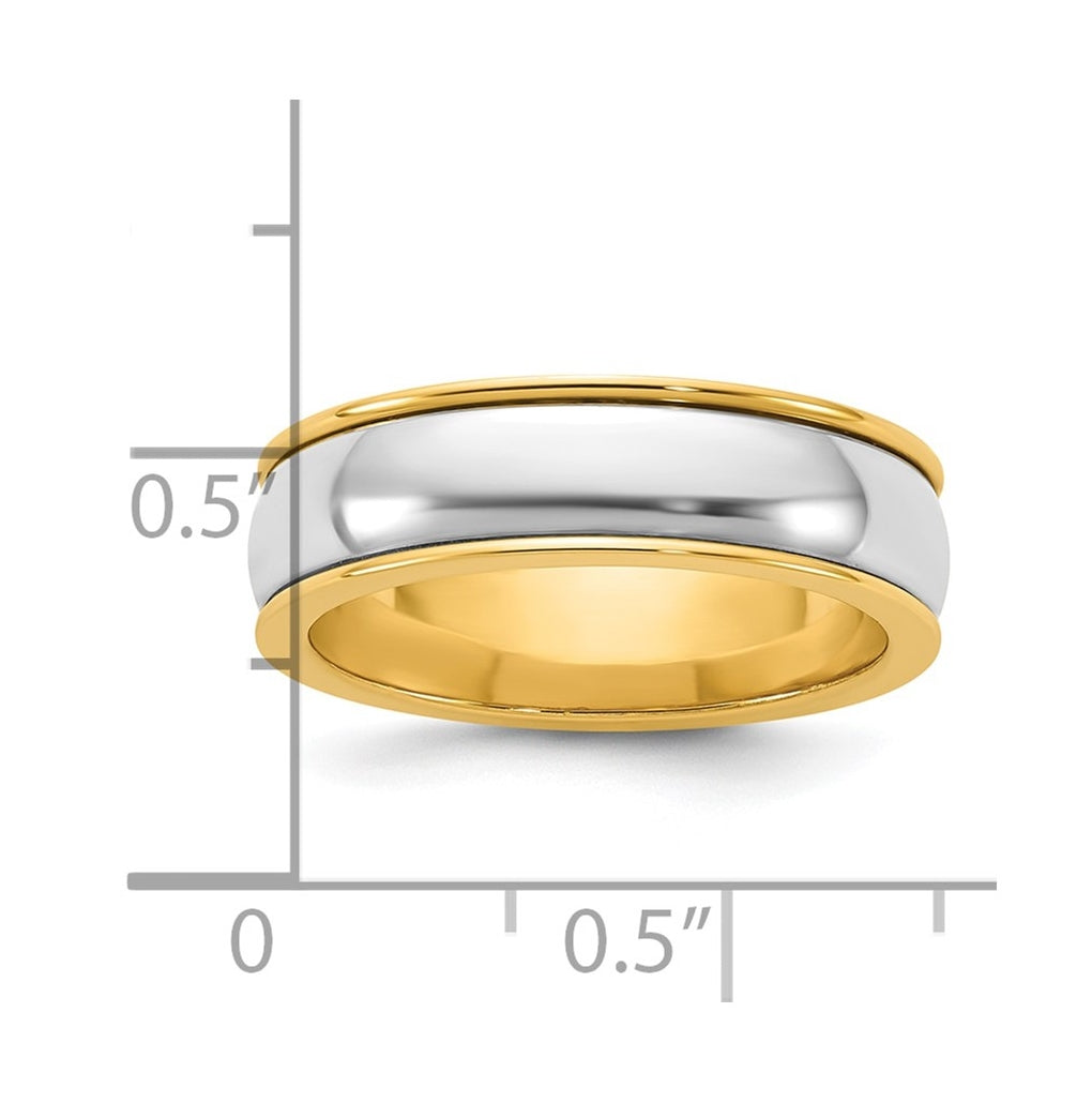 14k Two-Tone Y/W Half Round Wedding Band