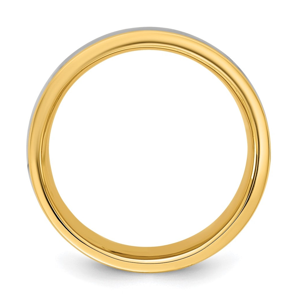 14k Two-Tone Y/W Half Round Wedding Band