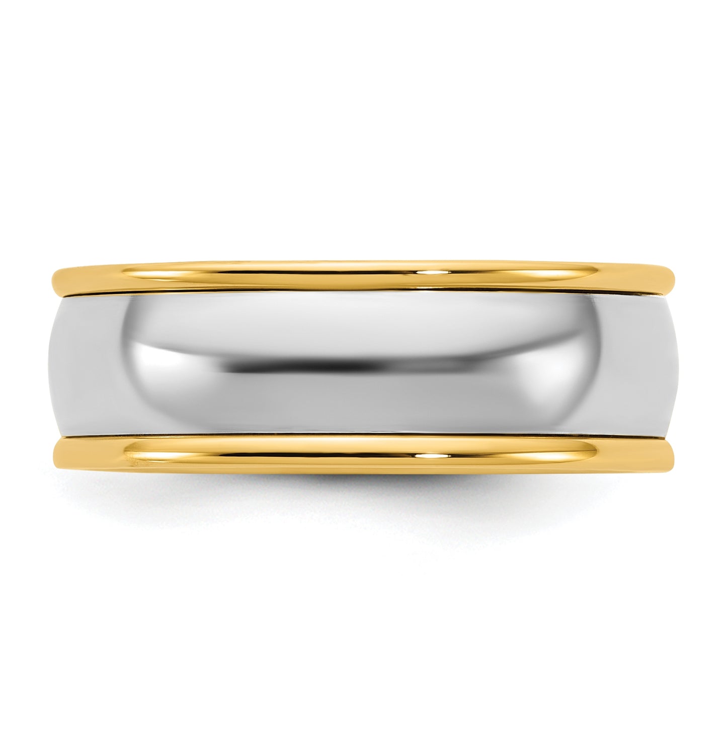 14k Two-Tone Y/W Half Round Wedding Band
