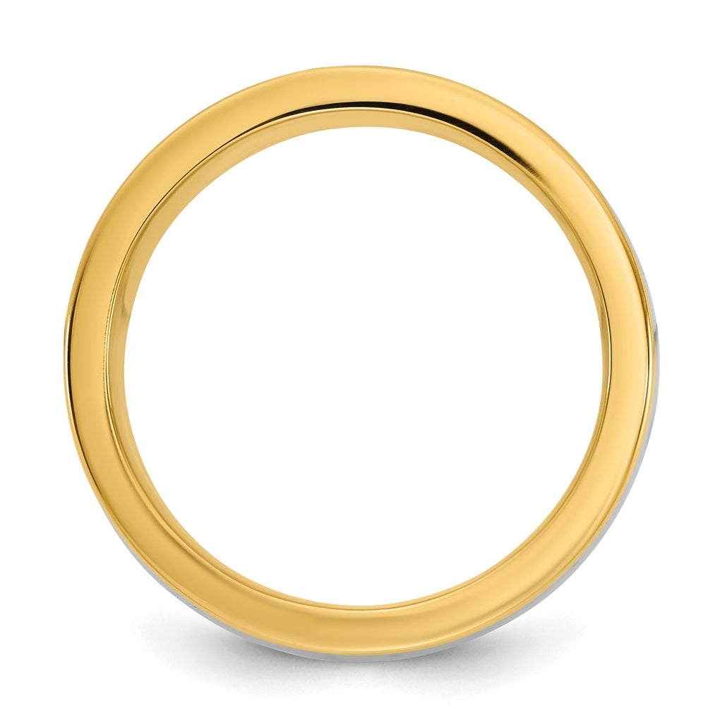14k Two-Tone Y/W Half Round Wedding Band