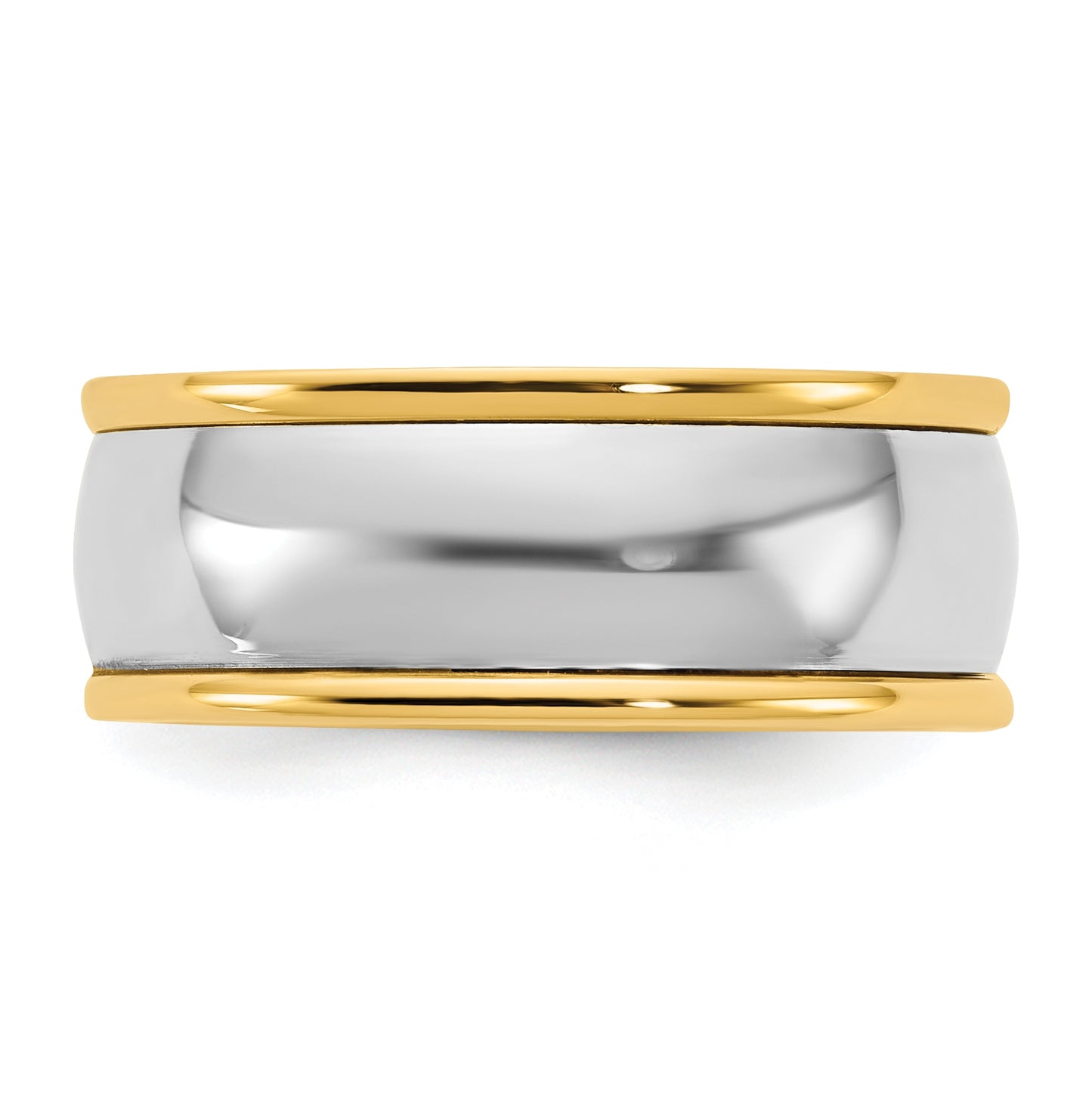 14k Two-Tone Y/W Half Round Wedding Band