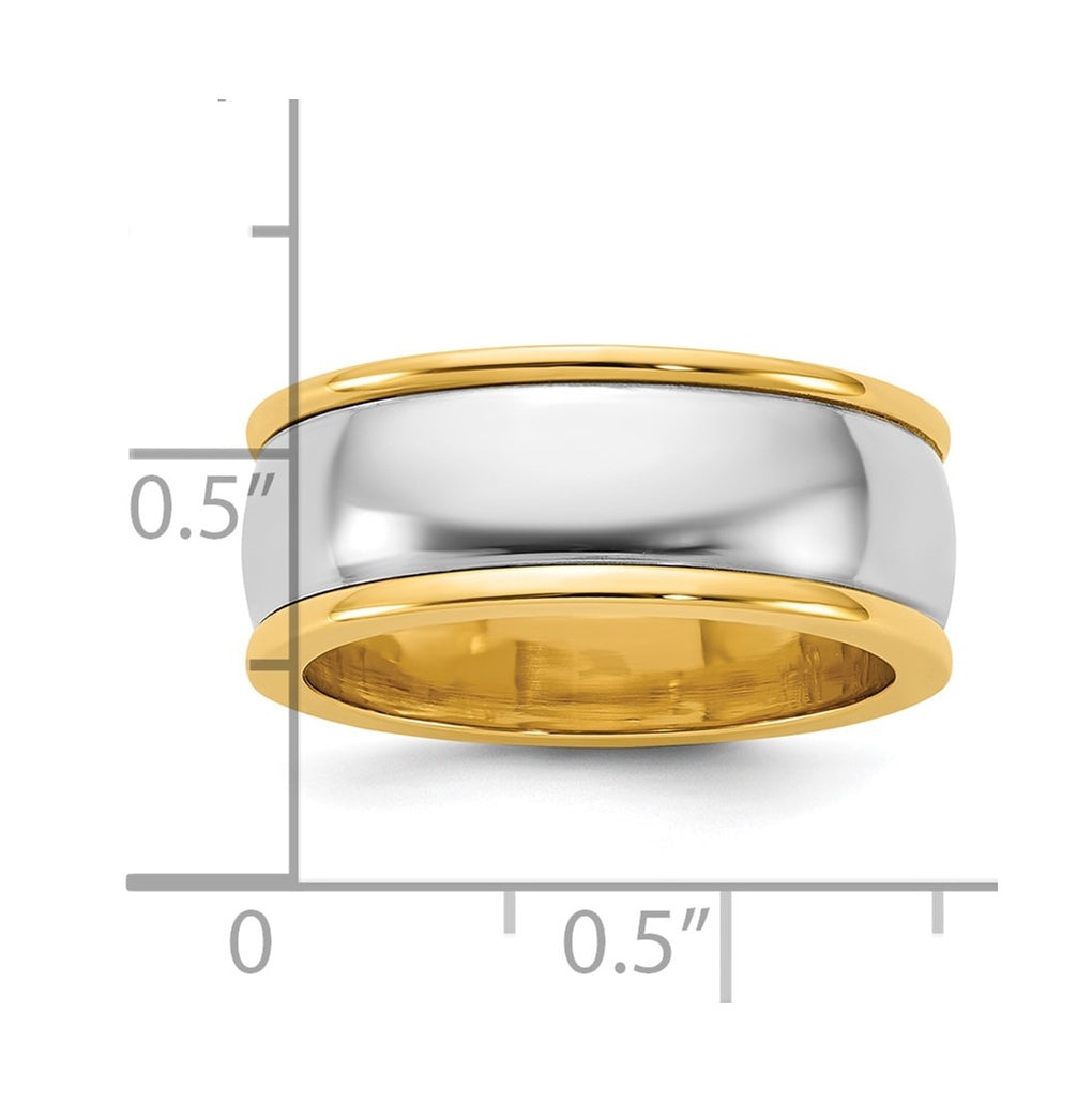 14k Two-Tone Y/W Half Round Wedding Band
