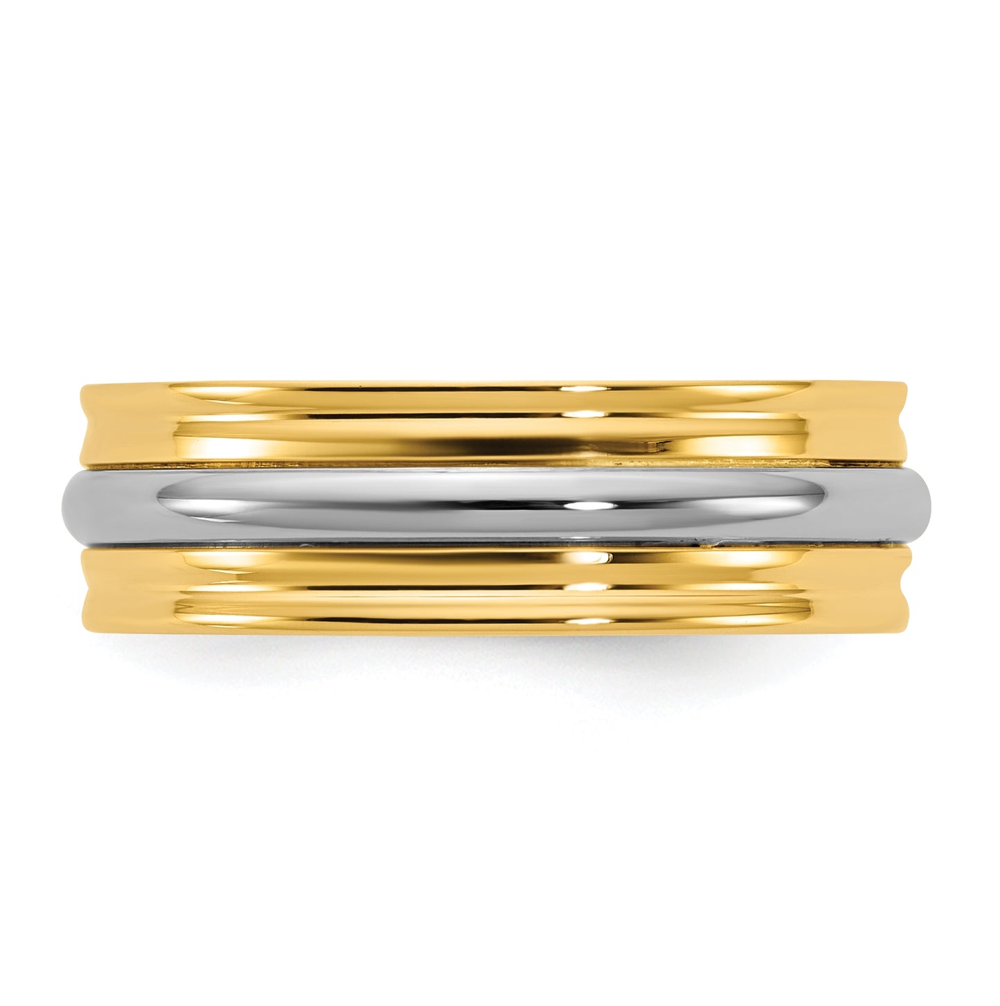 14k Two-Tone Yellow and White Gold Single Banded Wedding Band