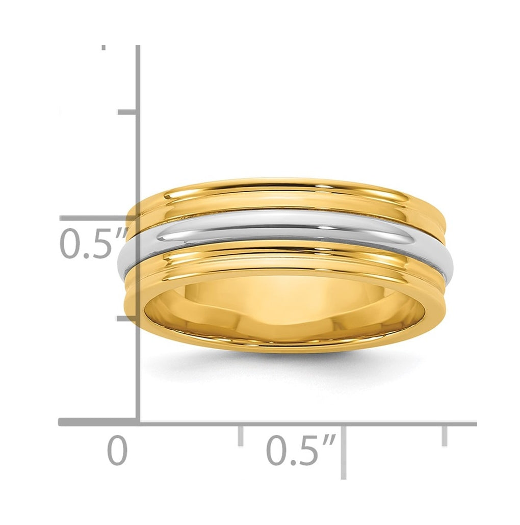 14k Two-Tone Yellow and White Gold Single Banded Wedding Band