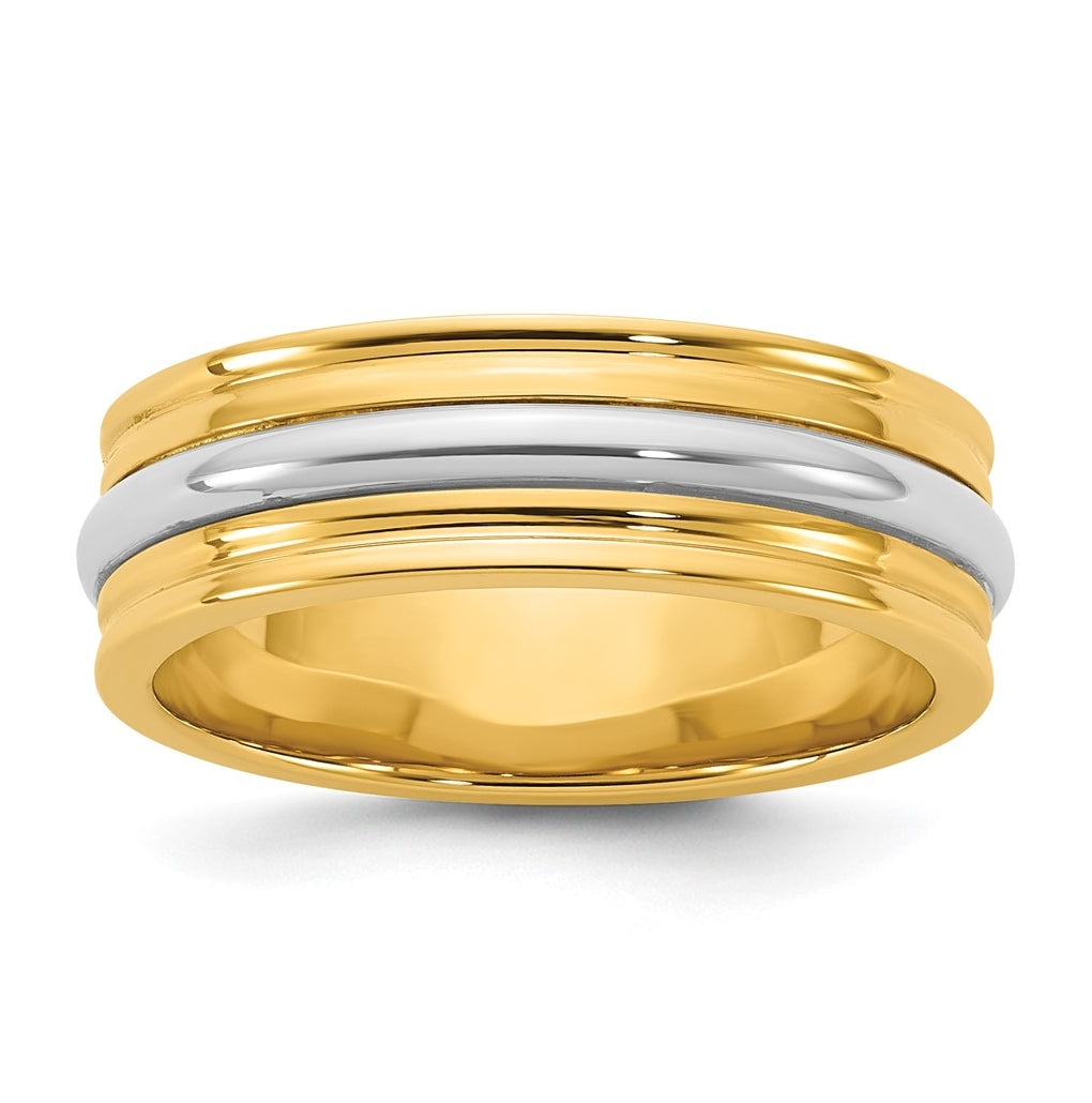 14k Two-Tone Yellow and White Gold Single Banded Wedding Band