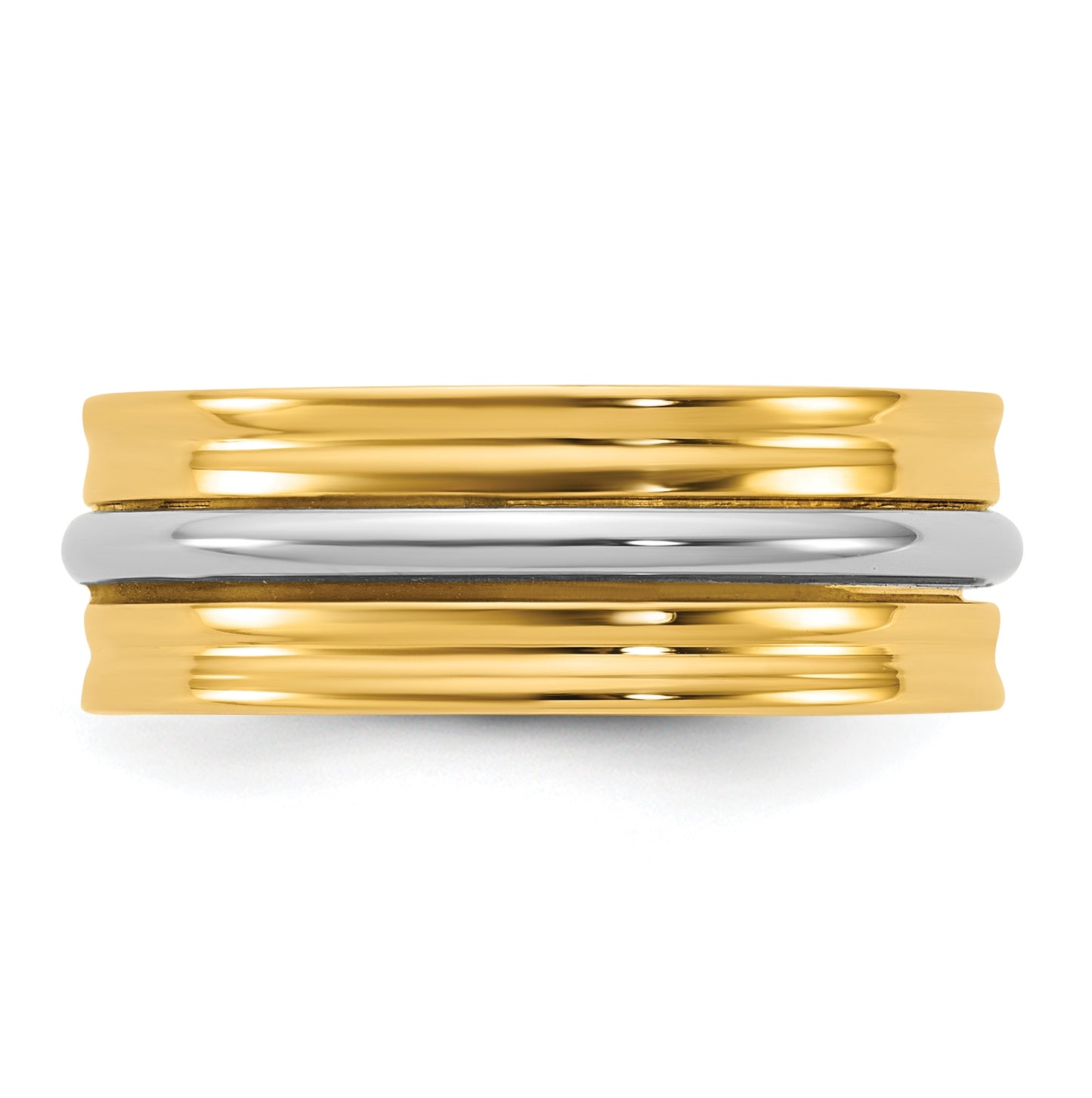 14k Two-Tone Yellow and White Gold Single Banded Wedding Band