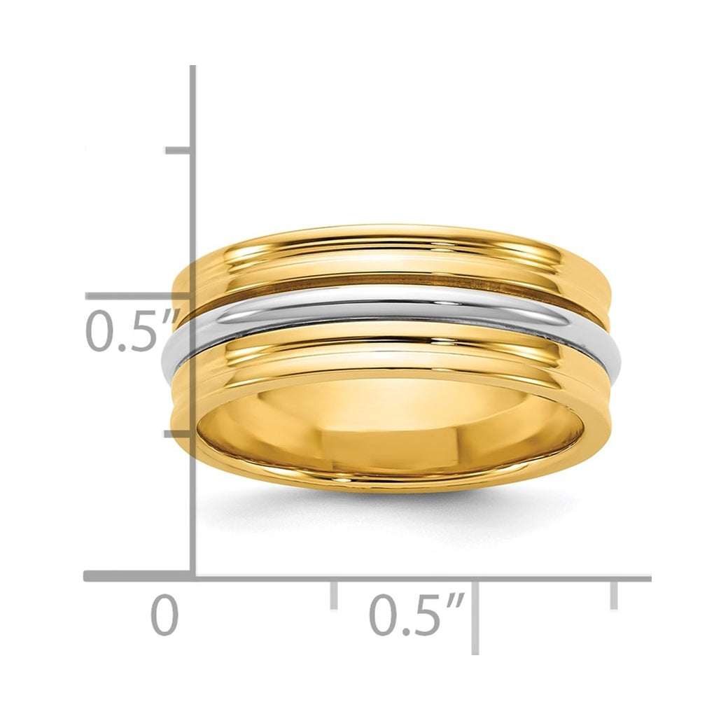 14k Two-Tone Yellow and White Gold Single Banded Wedding Band